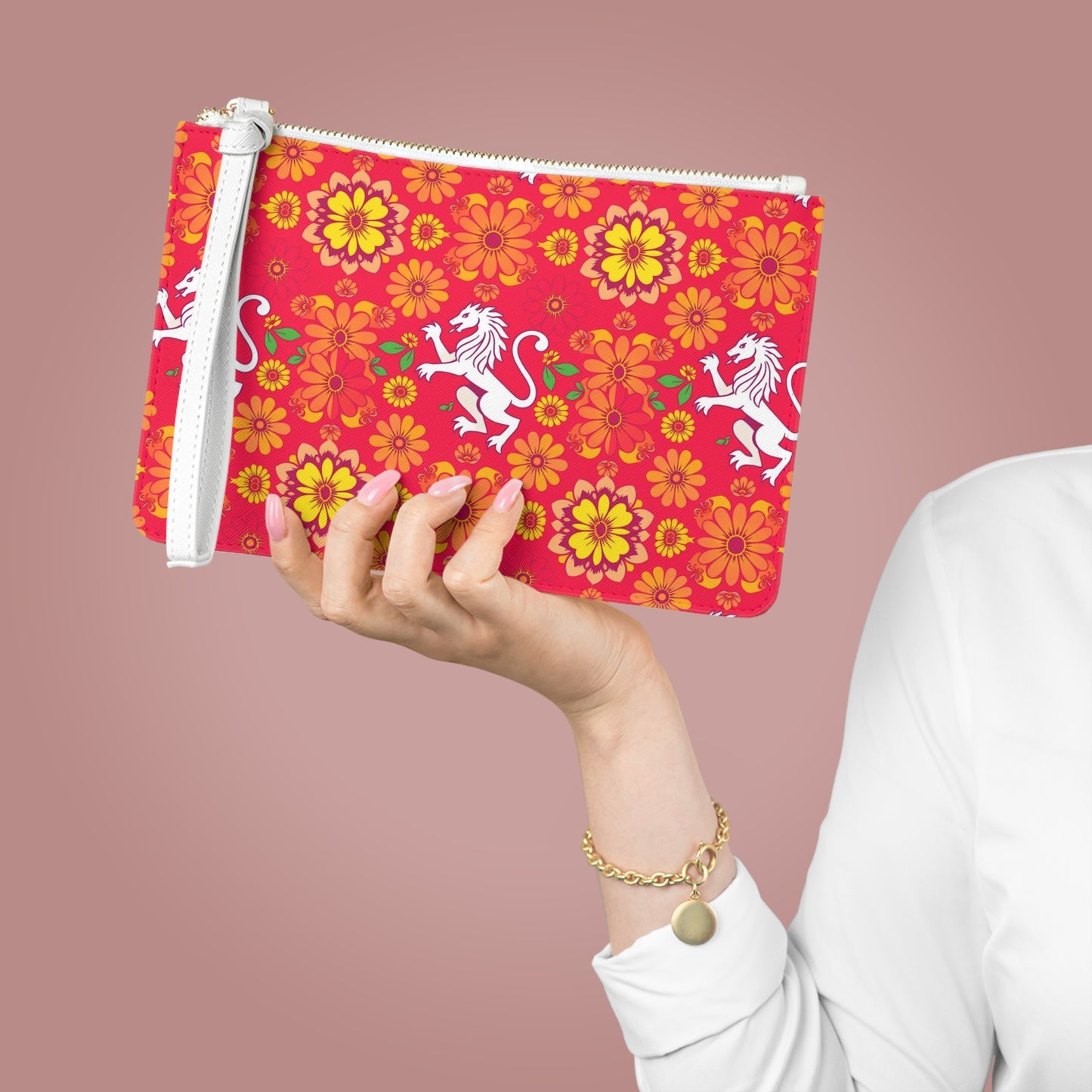 Clutch Bag, Leo, Zodiac, Flower Pattern