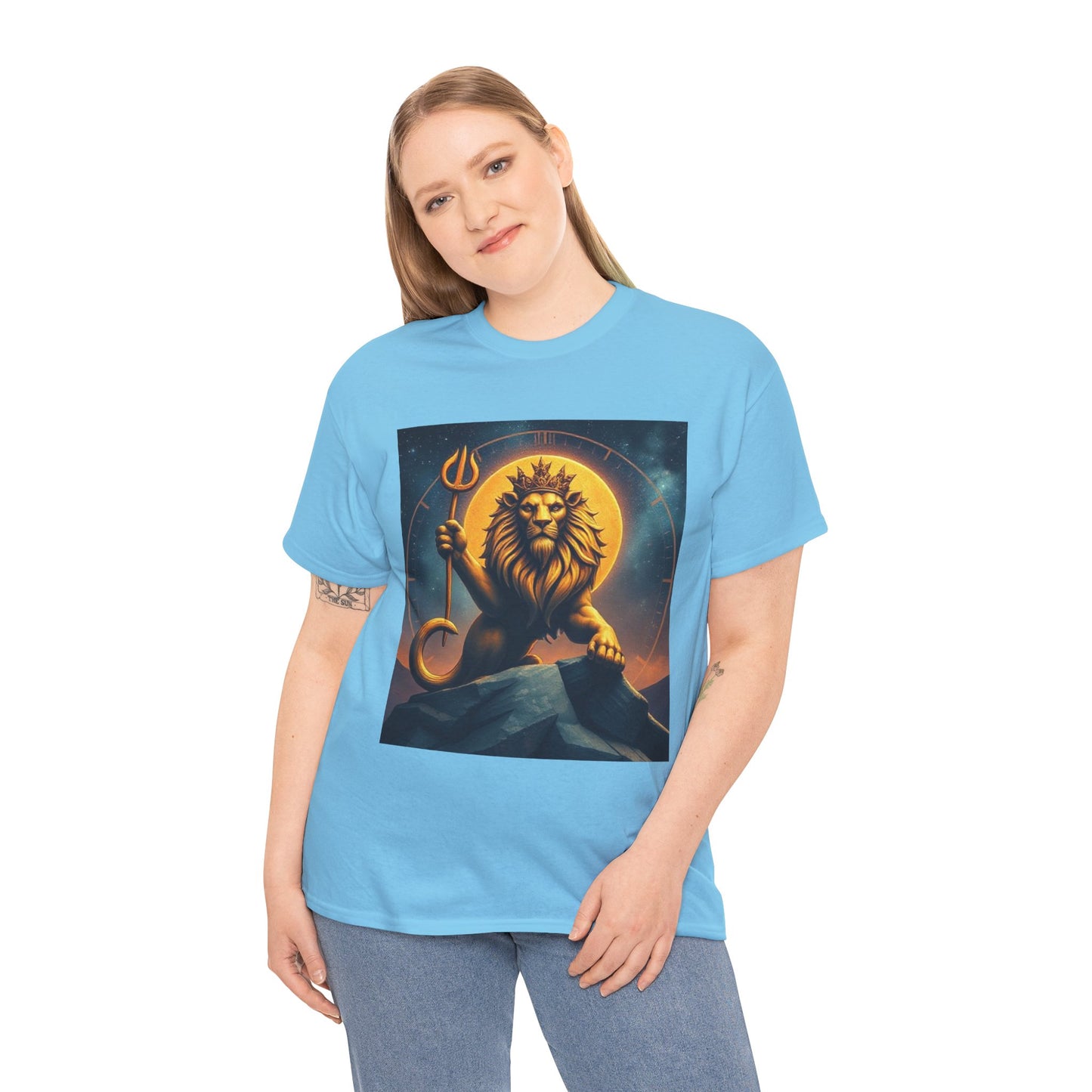Unisex Heavy Cotton T-Shirt, King of Lions v2, Leo Zodiac Design