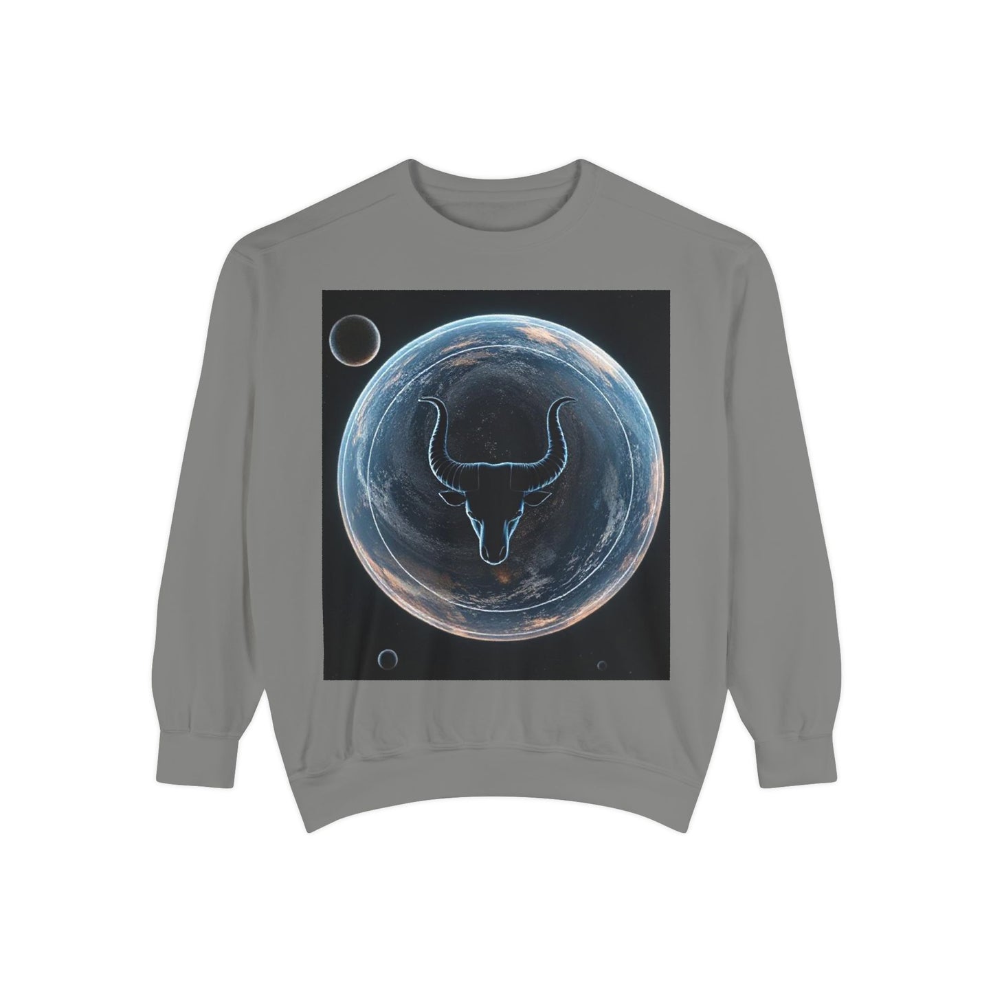 Garment-Dyed Sweatshirt, Unisex, Space Animal Design, Taurus