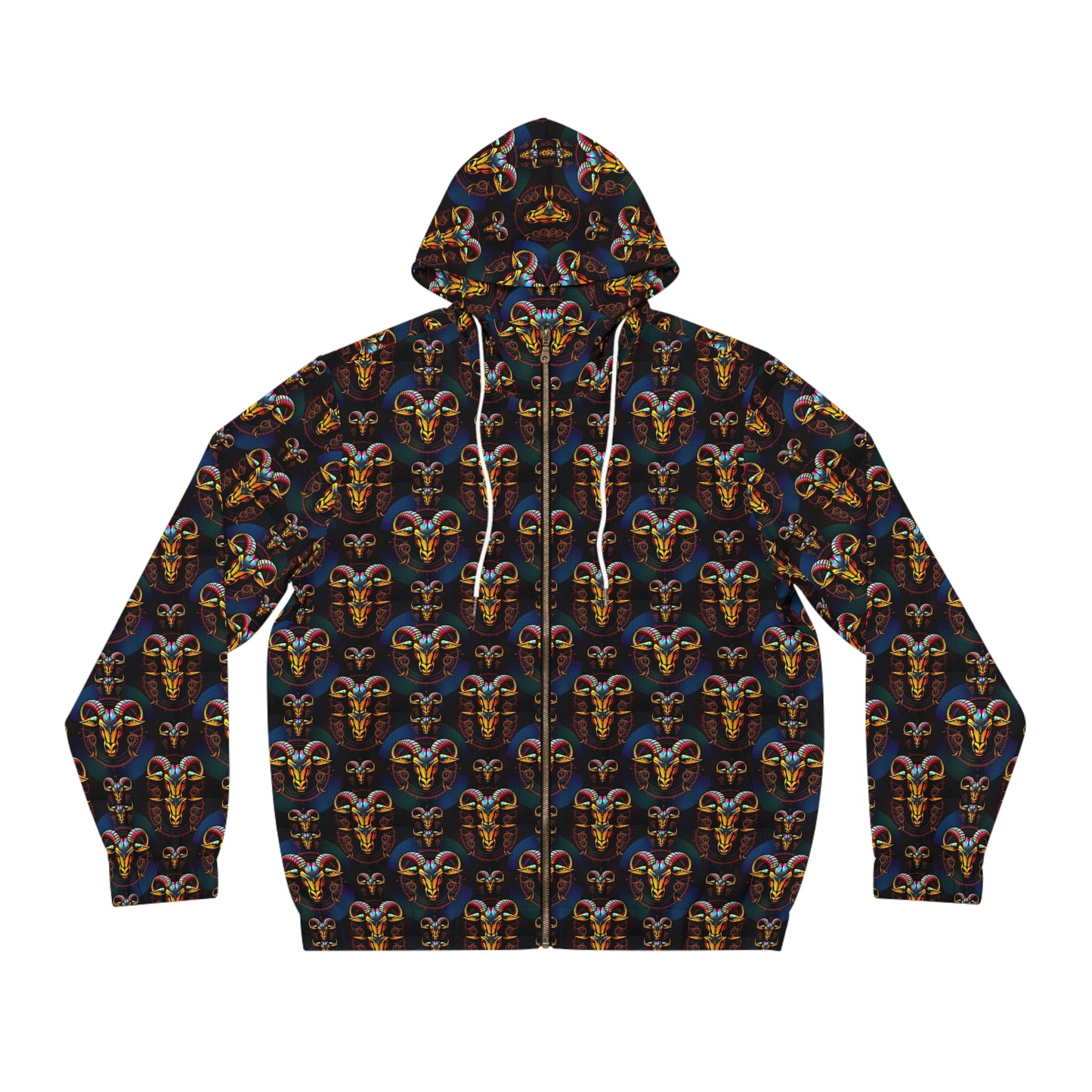 Full-Zip Hoodie (AOP), Taurus, Zodiac v1, Pattern