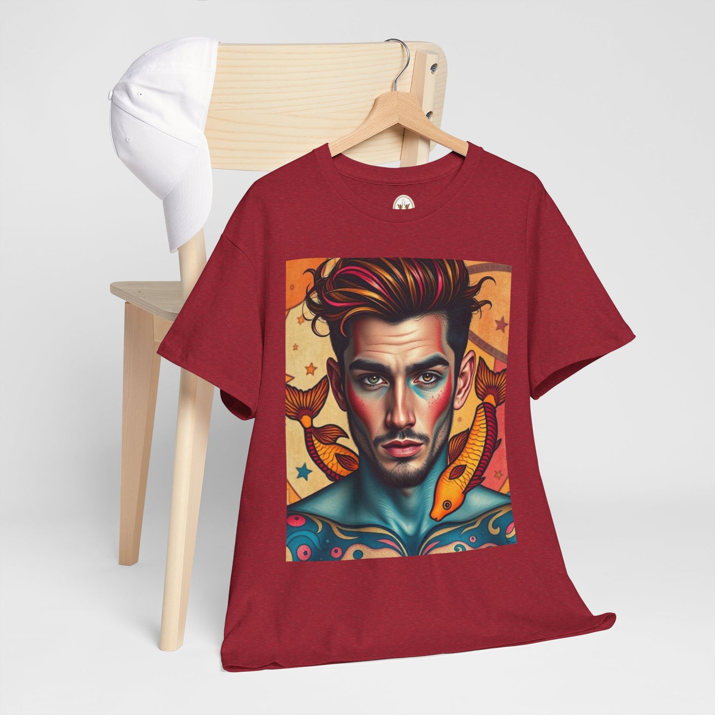 Unisex Heavy Cotton T-Shirt, Pisces, Zodiac v2, Sexy Art