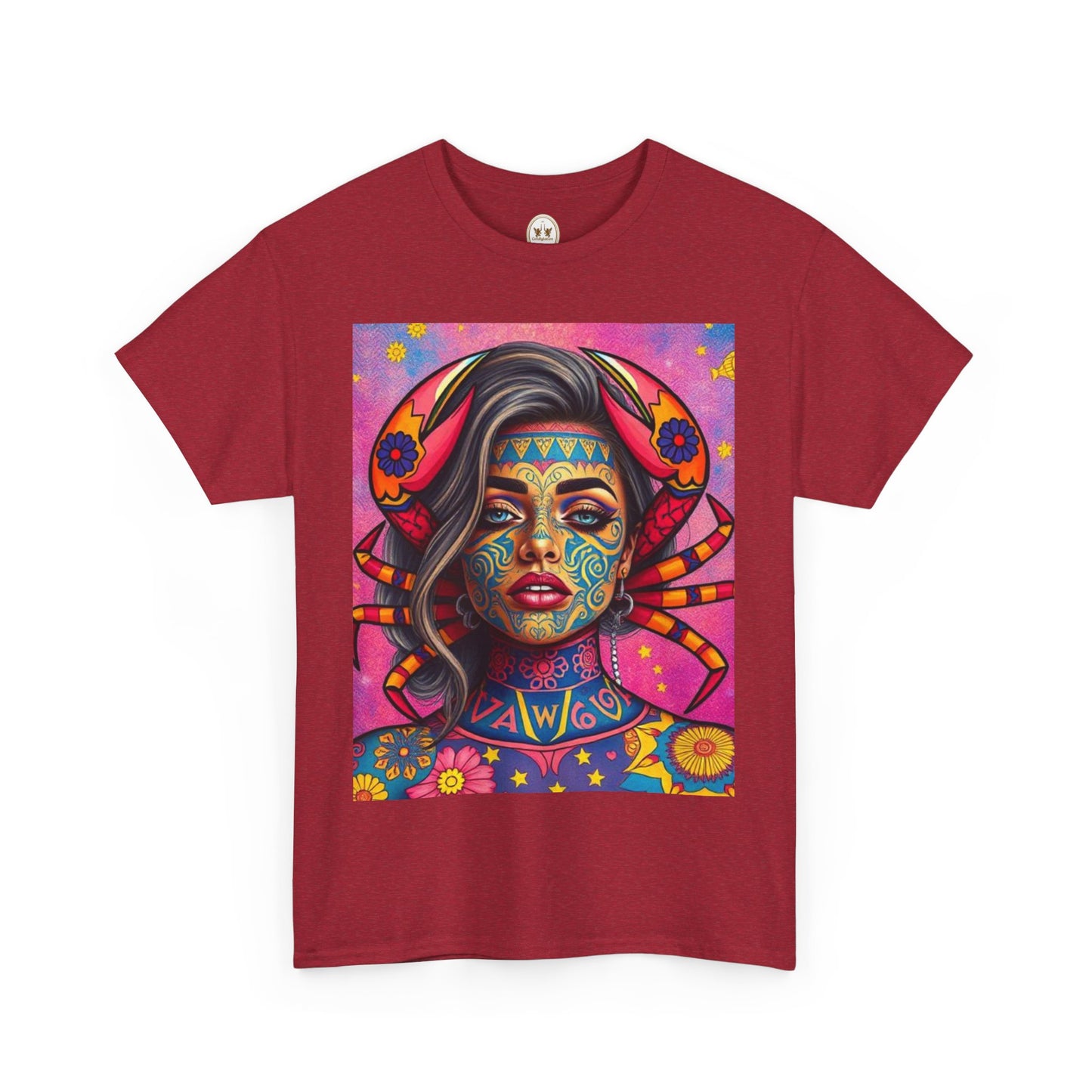 Unisex Heavy Cotton T-Shirt, Cancer, Zodiac v3, Sexy Art