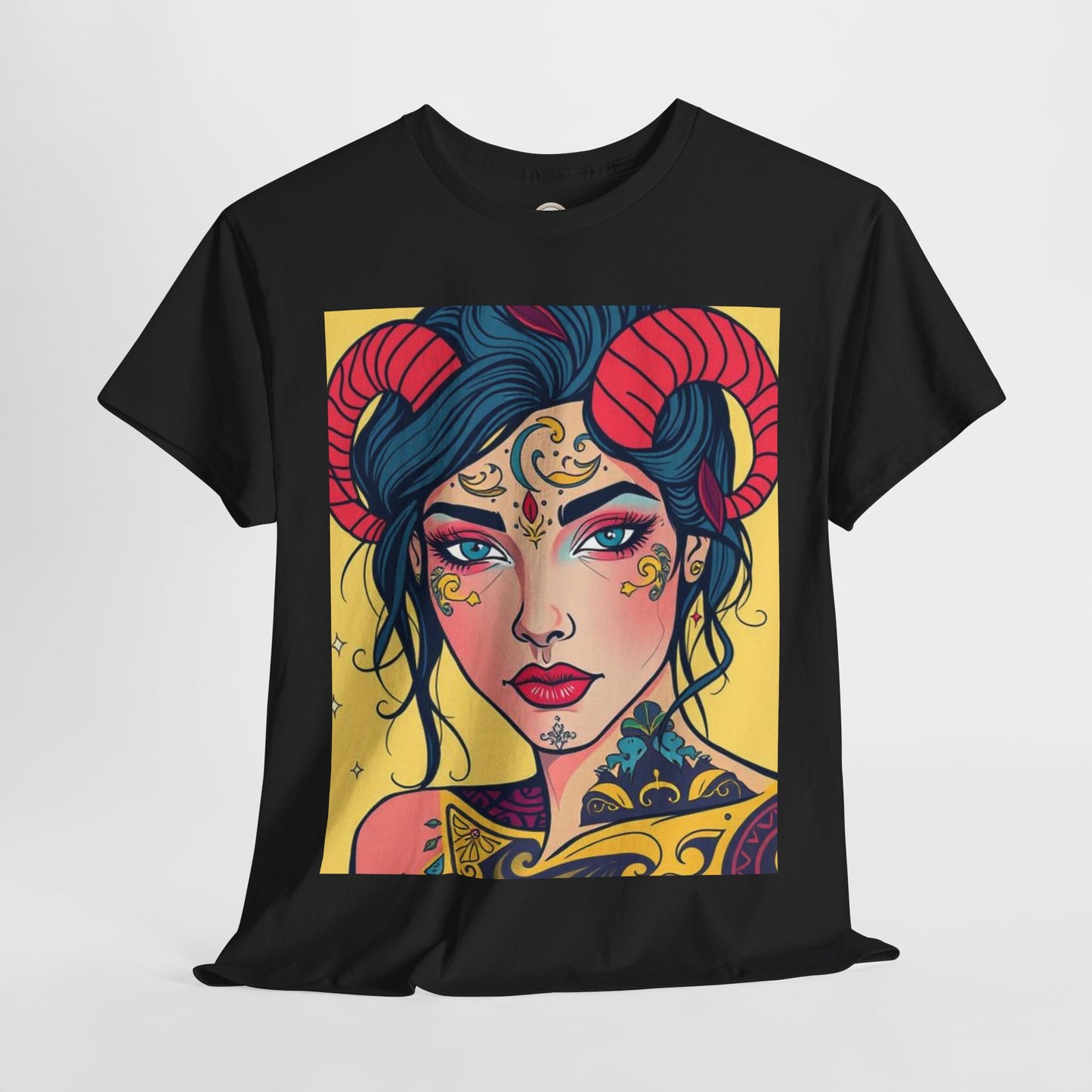 Unisex Heavy Cotton T-Shirt, Aries, Zodiac, Sexy Art