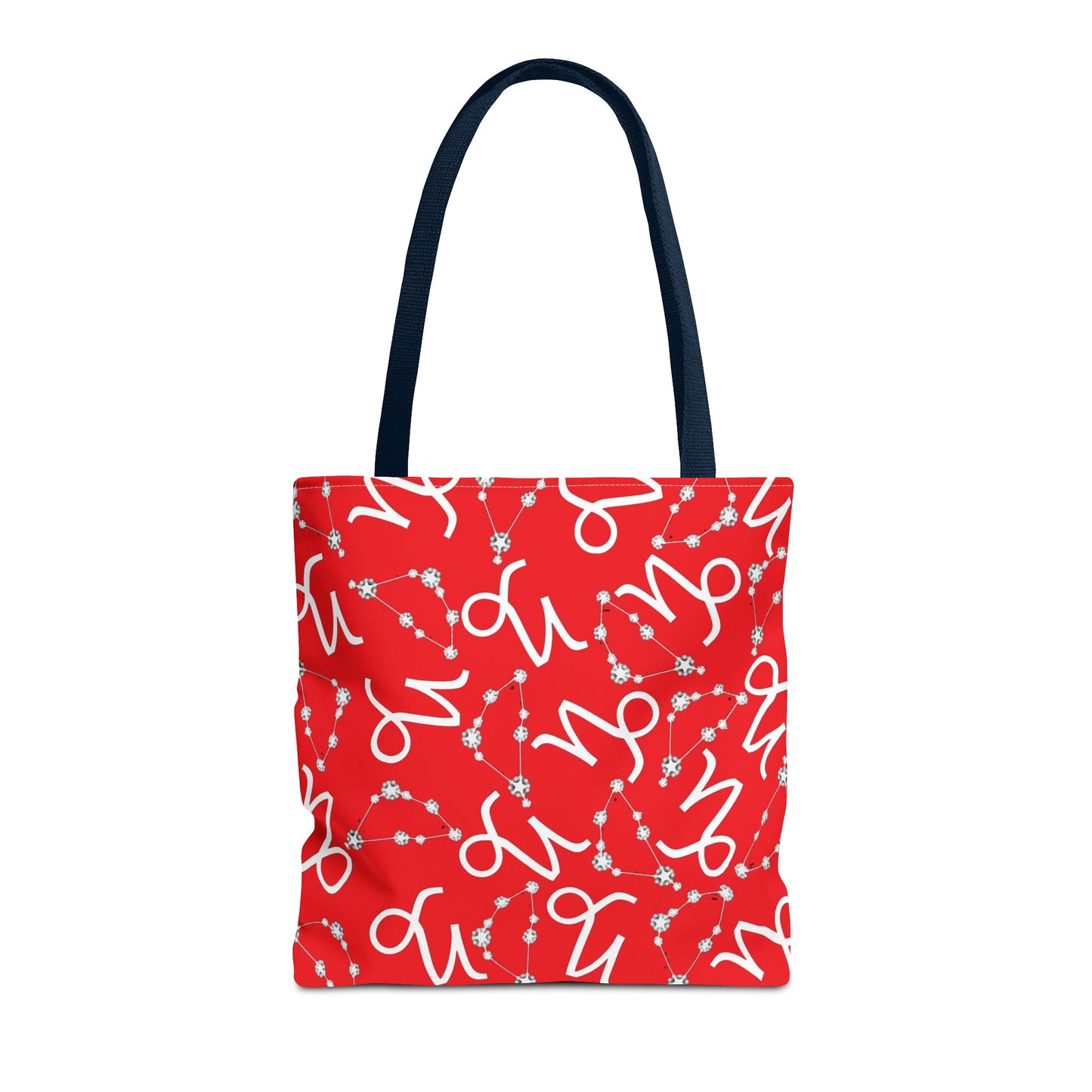 Tote Bag, Capricorn Zodiac Sign, AOP, (Red, White)