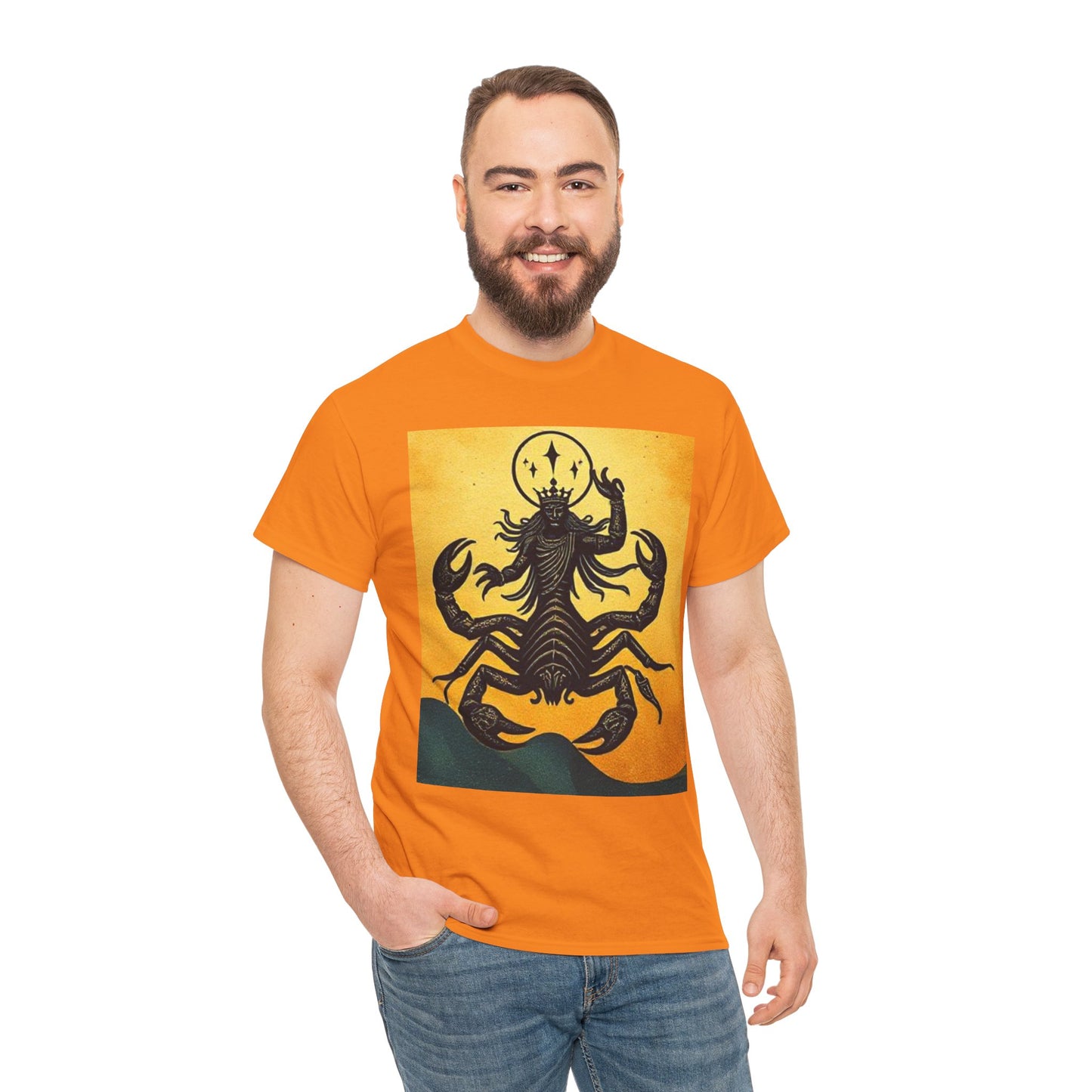 Unisex Heavy Cotton T-Shirt, Scorpion King, Print Art, Scorpio Zodiac Design