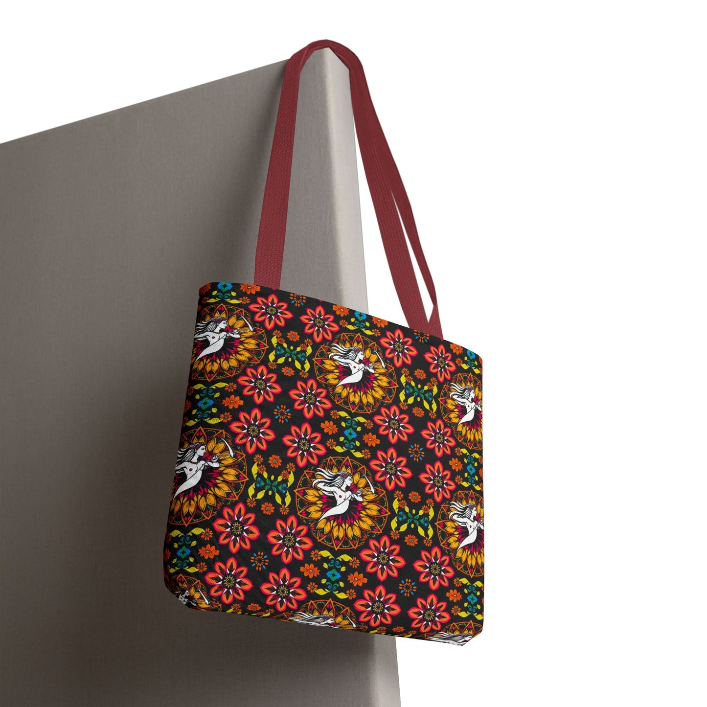 Tote Bag (AOP), Sagittarius, Zodiac v1, Flower Pattern