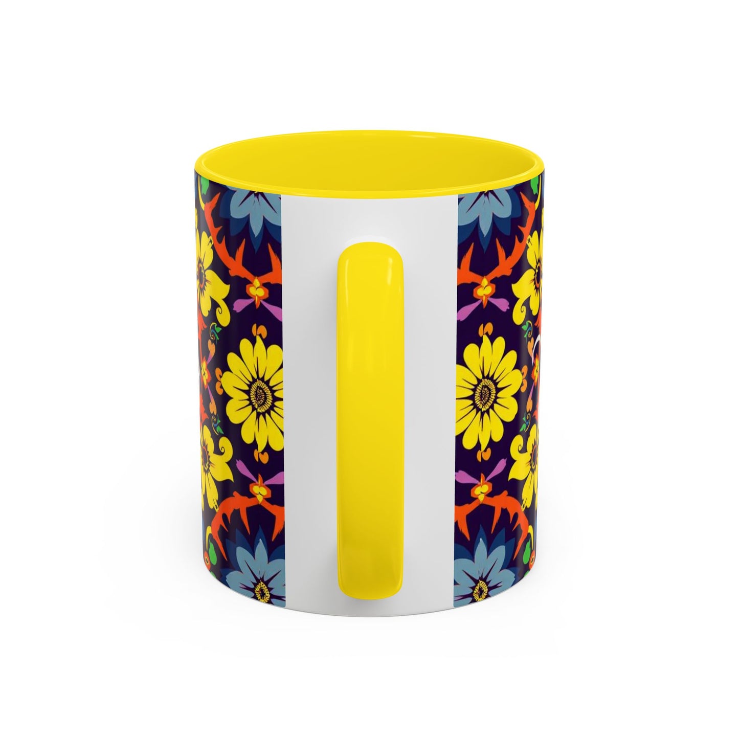 Accent Coffee Mug, Aquarius, Zodiac v1, Flower Pattern, (11, 15oz)