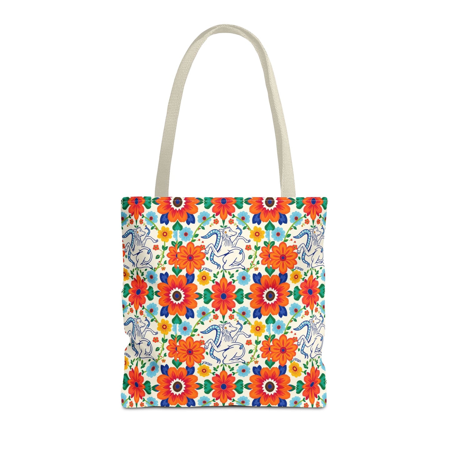 Tote Bag (AOP), Virgo, Zodiac v1, Flower Pattern