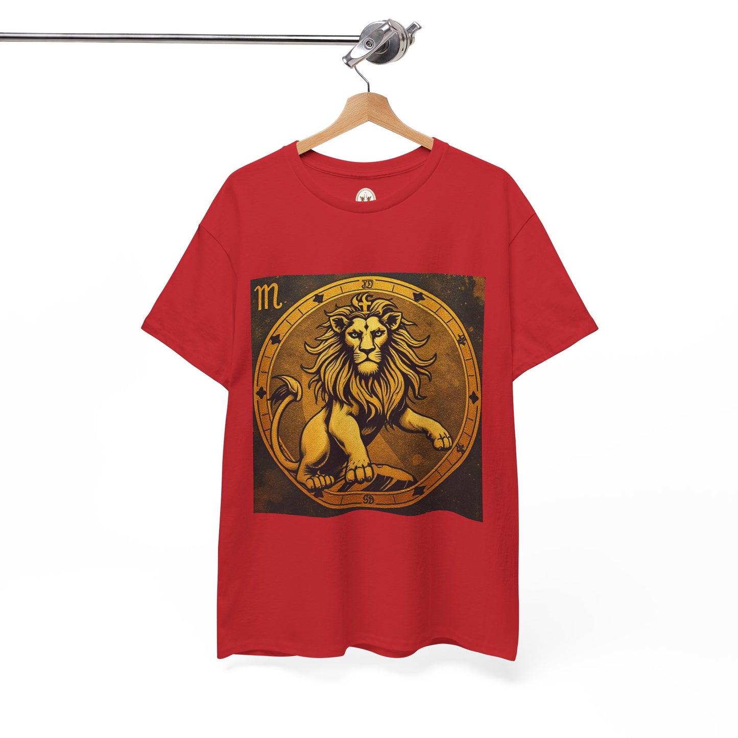 Unisex Heavy Cotton T-Shirt, Gold Lion v1, Leo Zodiac Design