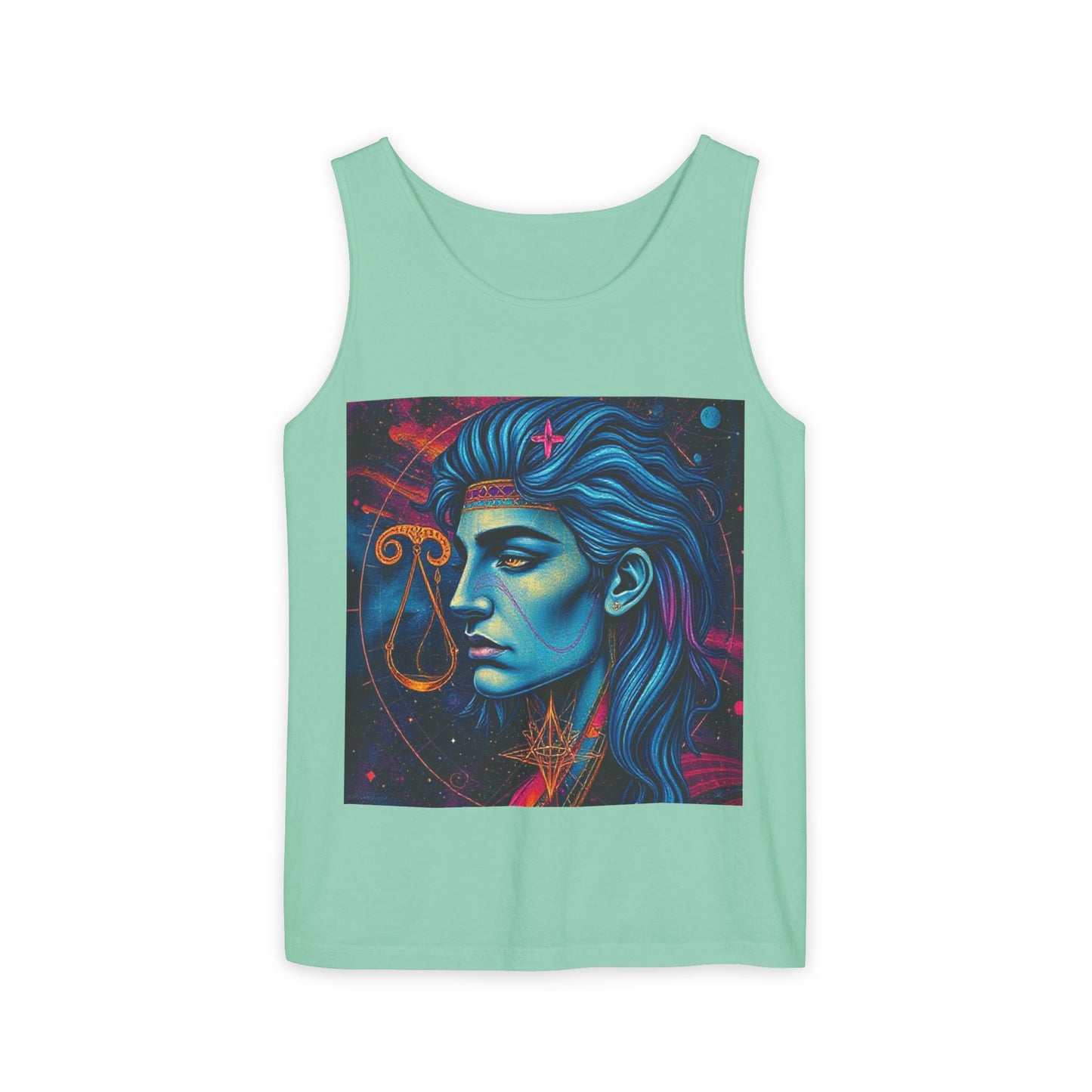 Unisex Garment-Dyed, Tank Top, Libra Design, Pop Art v1, 100% US cotton