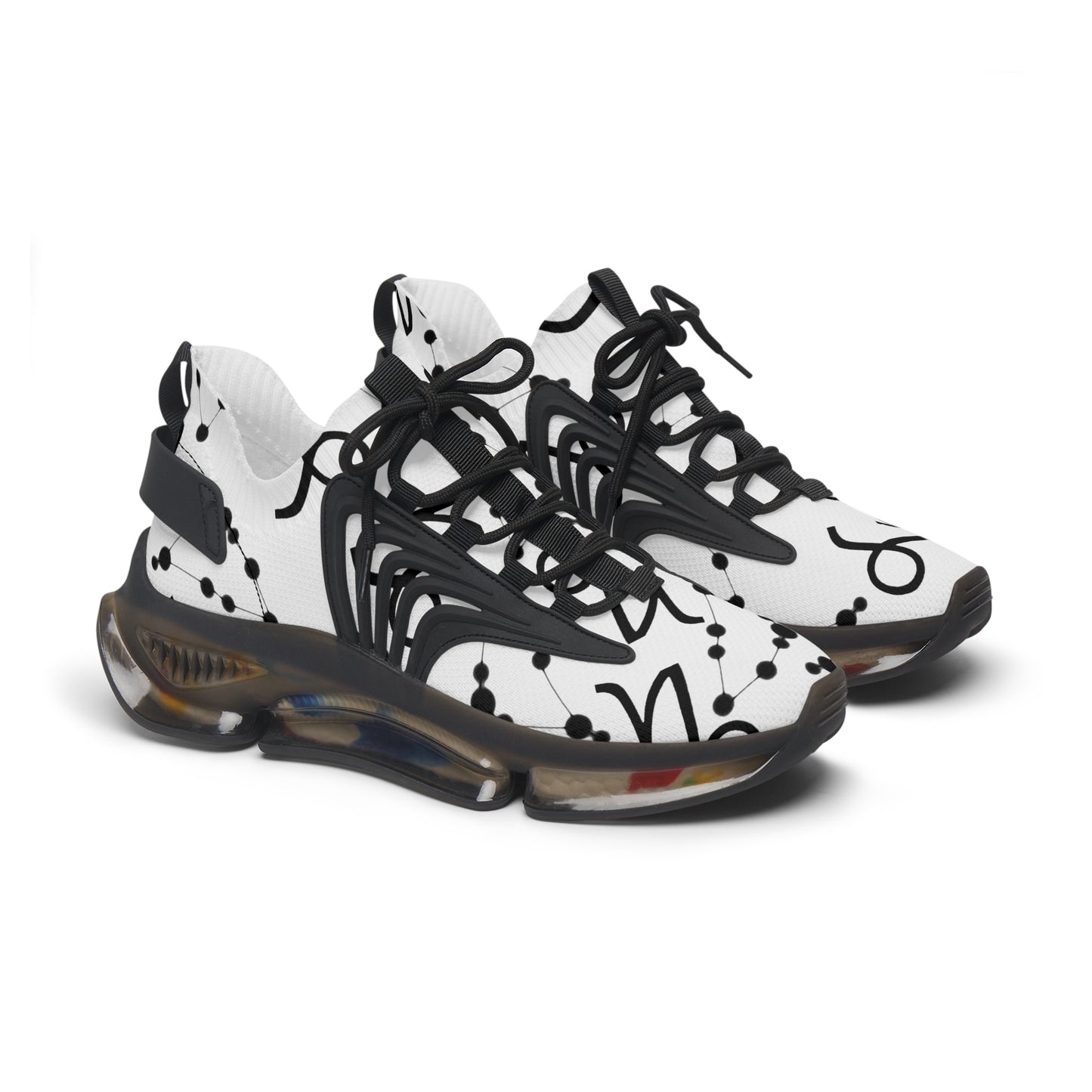 Women's Mesh Sneakers, Constellation & Symbol, Capricorn Zodiac Sign, AOP