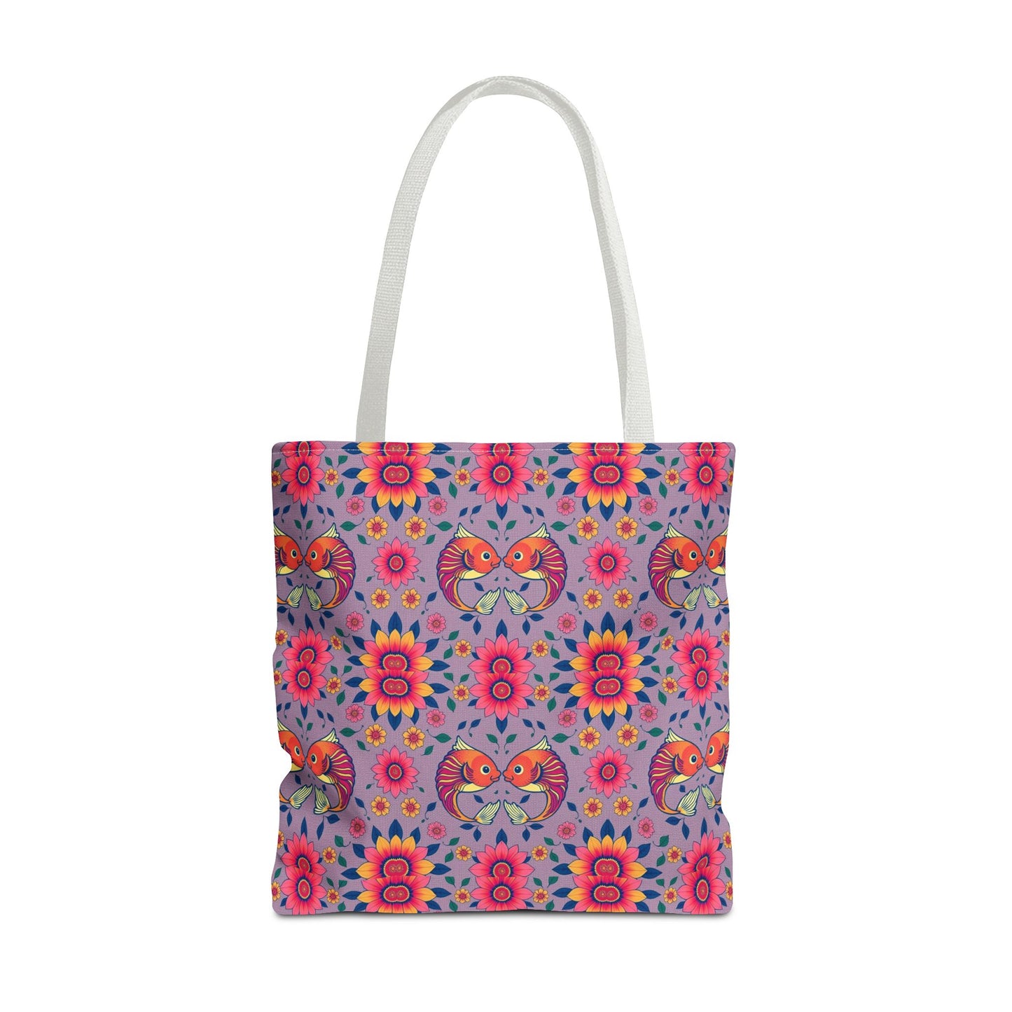 Tote Bag (AOP), Pisces, Zodiac v2, Flower Pattern