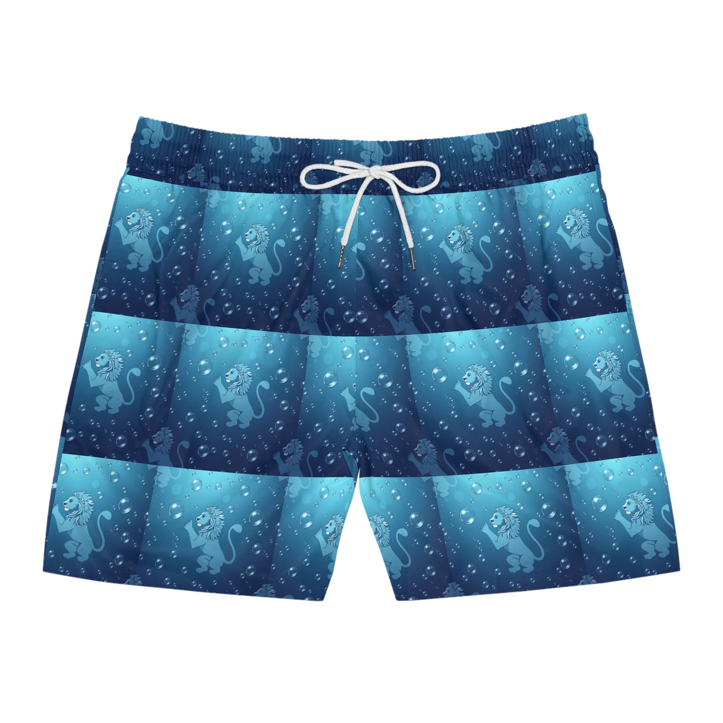 Men's Mid-Length Swim Shorts, (AOP), Leo, Zodiac v1, Bubble Pattern