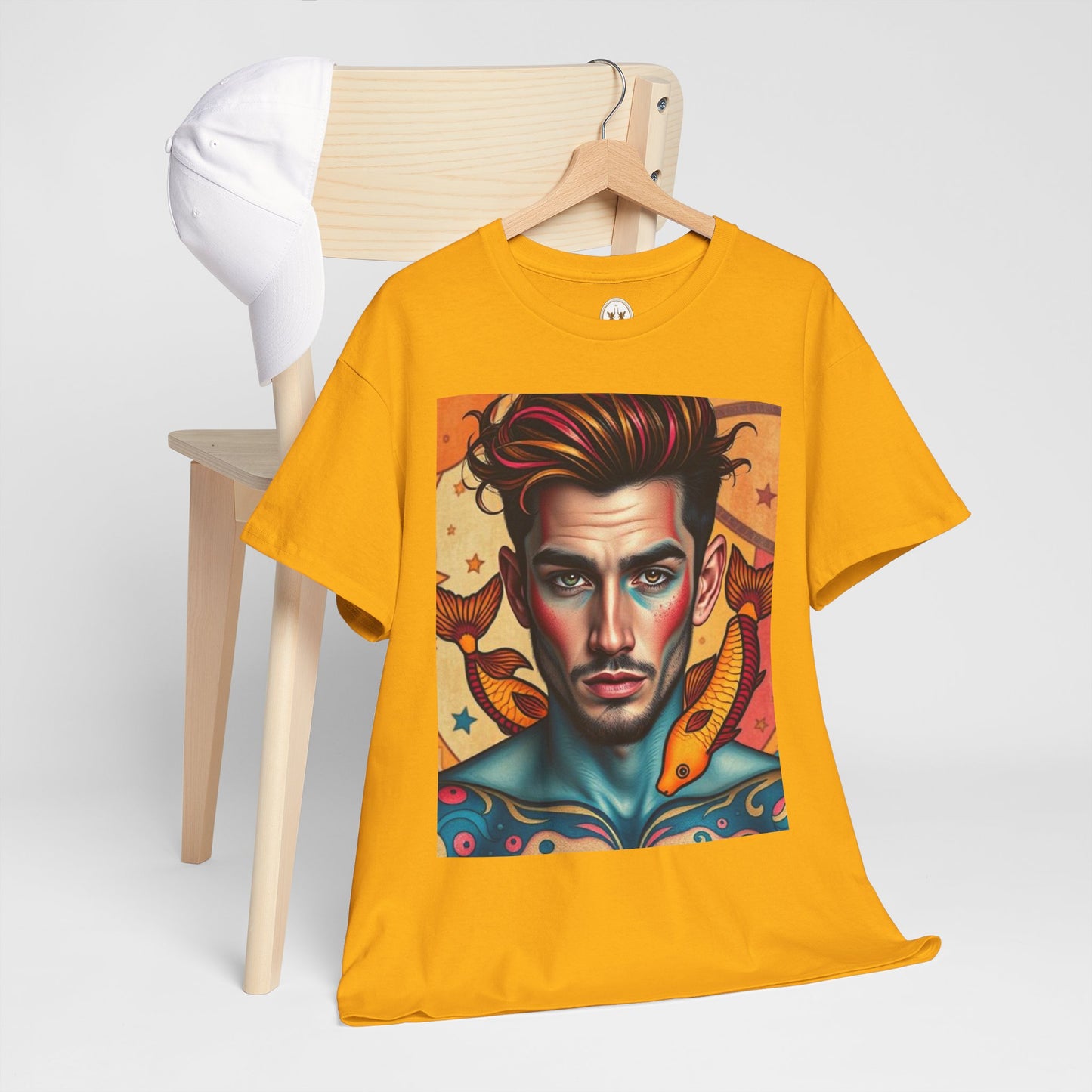 Unisex Heavy Cotton T-Shirt, Pisces, Zodiac v2, Sexy Art