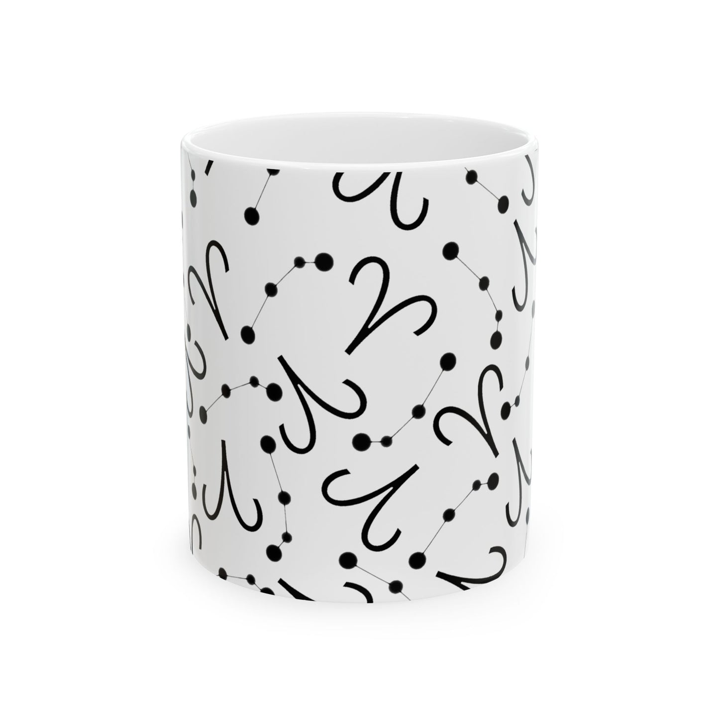 Ceramic Mug, (11oz, 15oz), Ceramic Coffee Mug, AOP, Constellation & Symbol, Aries Zodiac Design