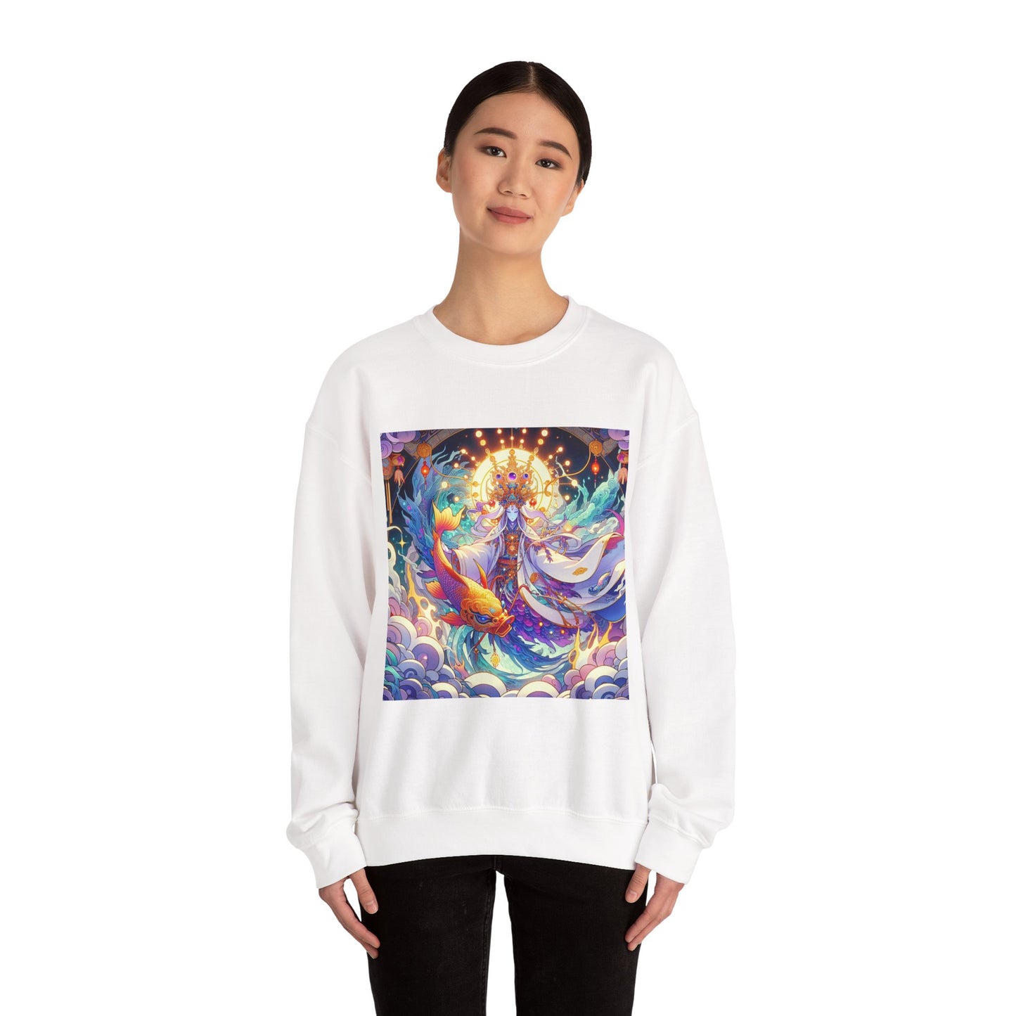 Unisex Heavy Blend™ Crewneck Sweatshirt, Anime Pisces King, Zodiac Design