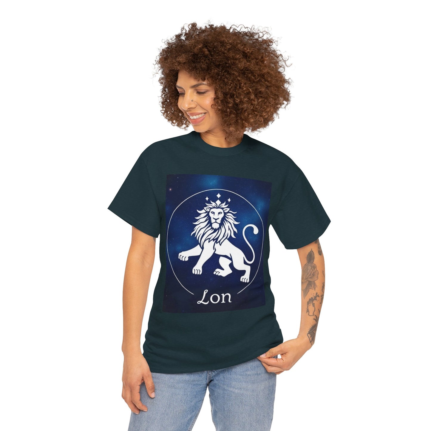 Unisex Heavy Cotton T-Shirt, Space Lion v1, Leo Zodiac Design