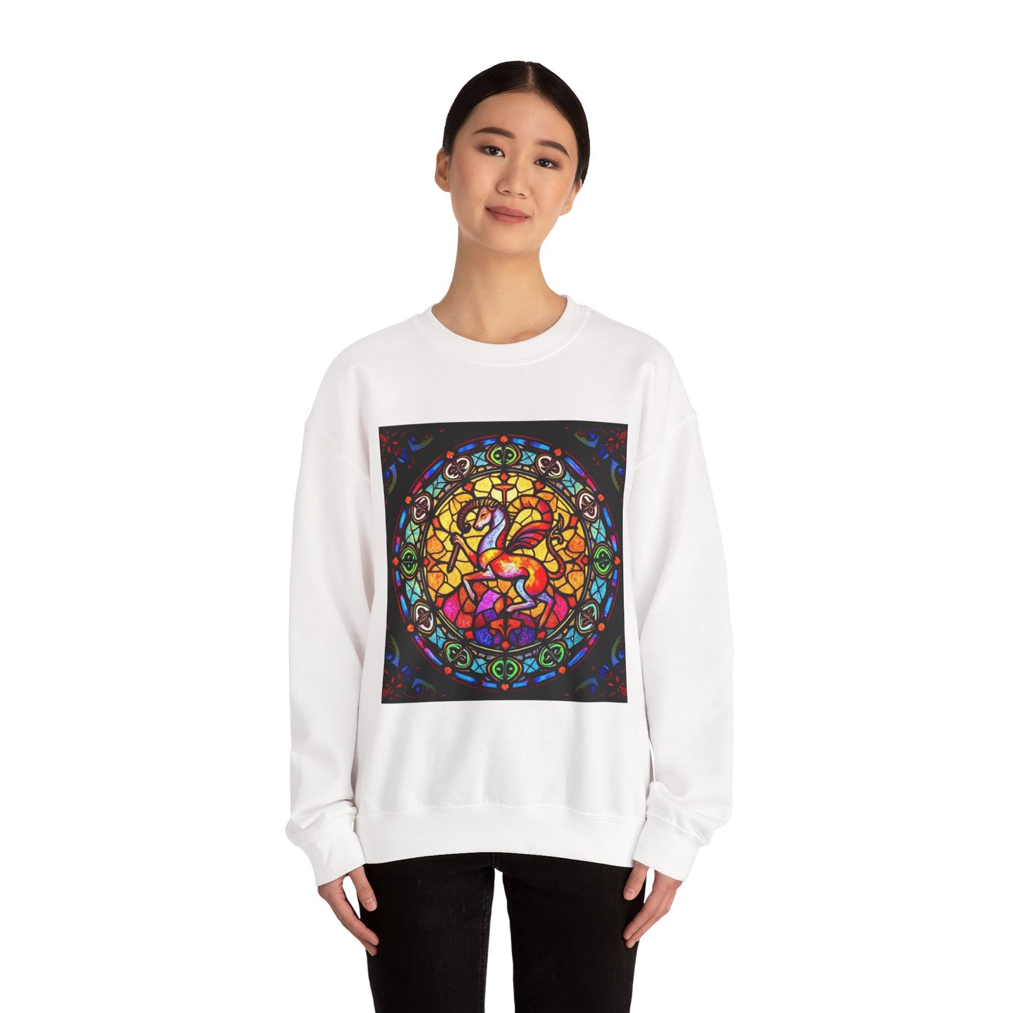 Unisex Heavy Blend™ Crewneck Sweatshirt, Glass 1, Aries Zodiac Design
