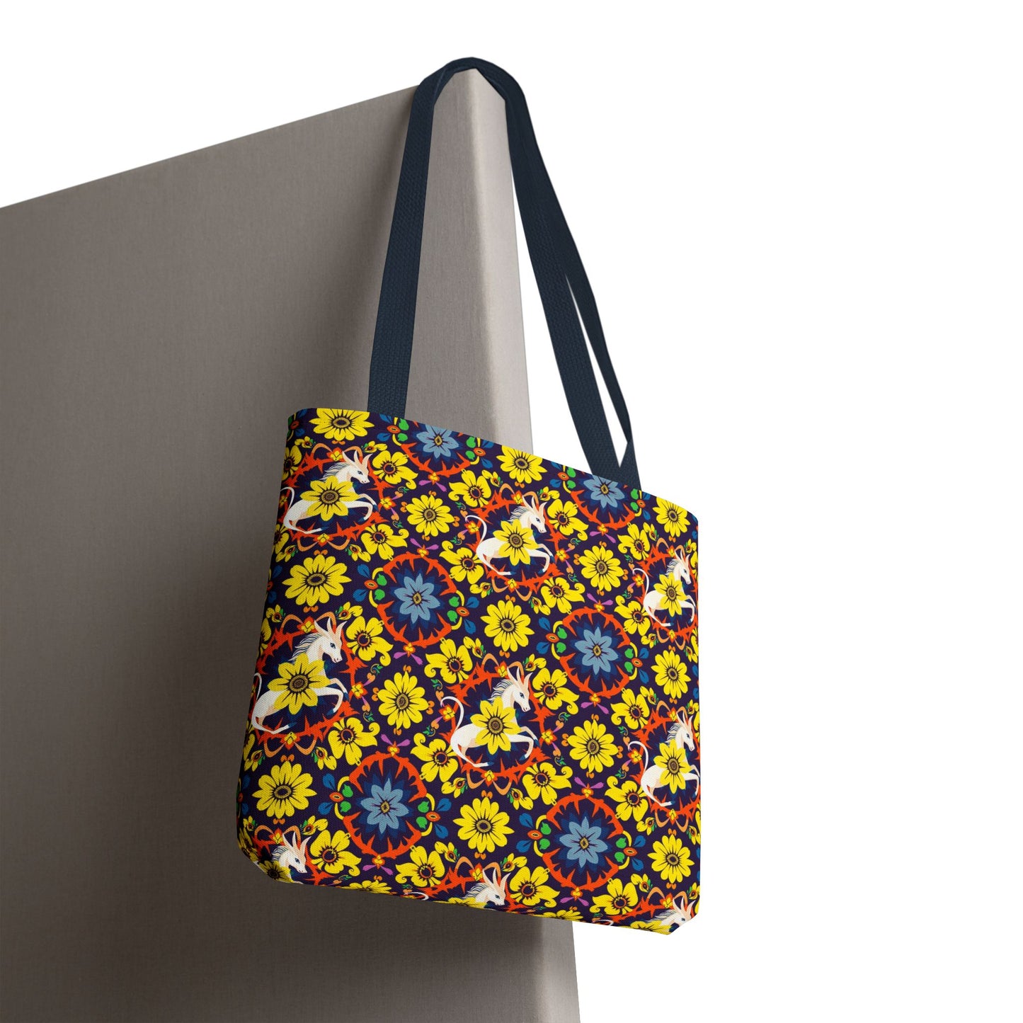 Tote Bag, (AOP), Aquarius, Zodiac v5, Flower Pattern