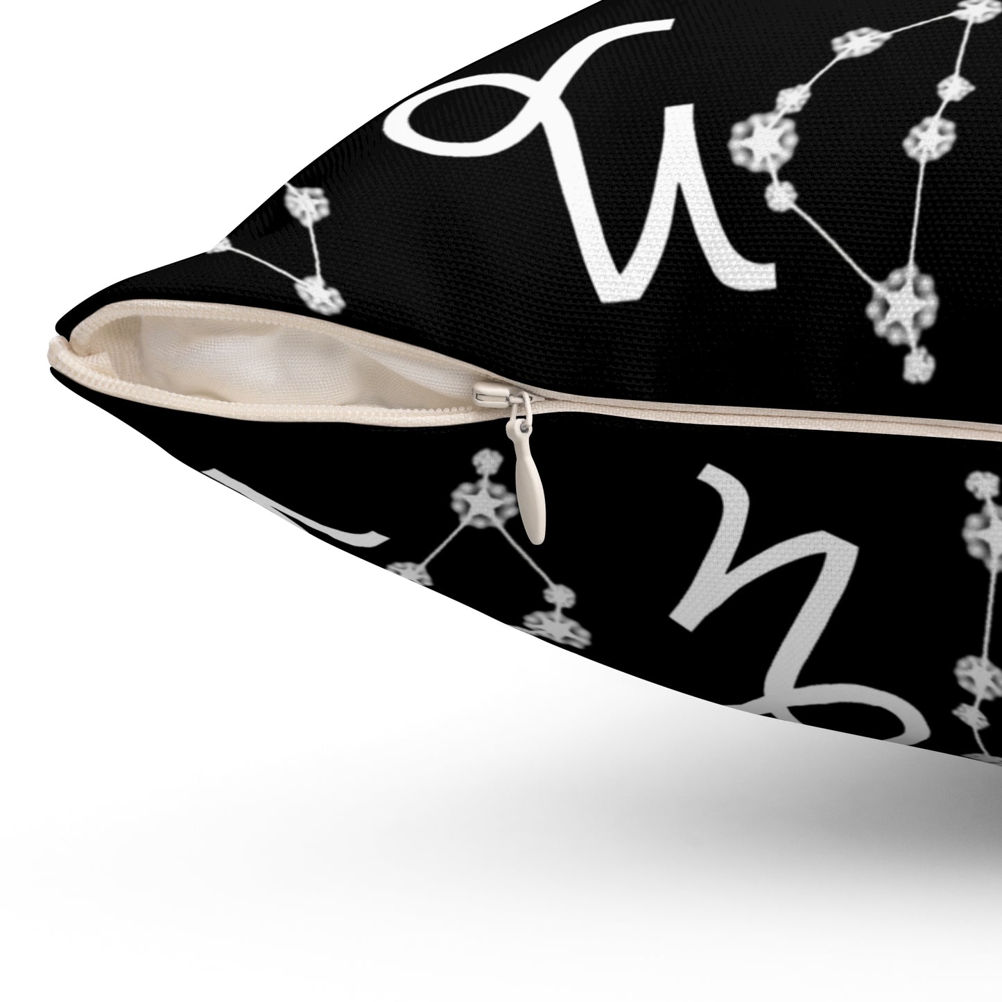 Zodiac Spun Polyester Square Pillow Capricorn Zodiac Sign Black Pillow
