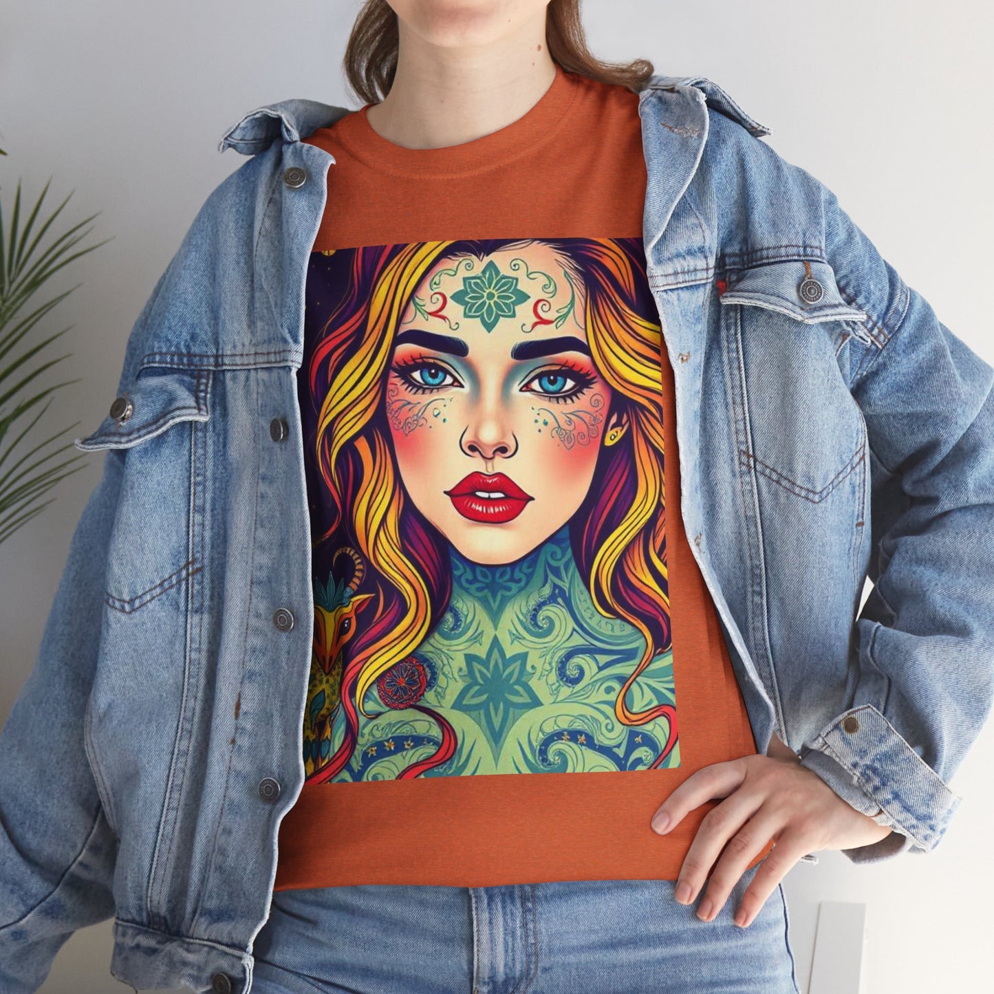 Unisex Heavy Cotton T-Shirt, Aquarius, Zodiac v2, Sexy Art