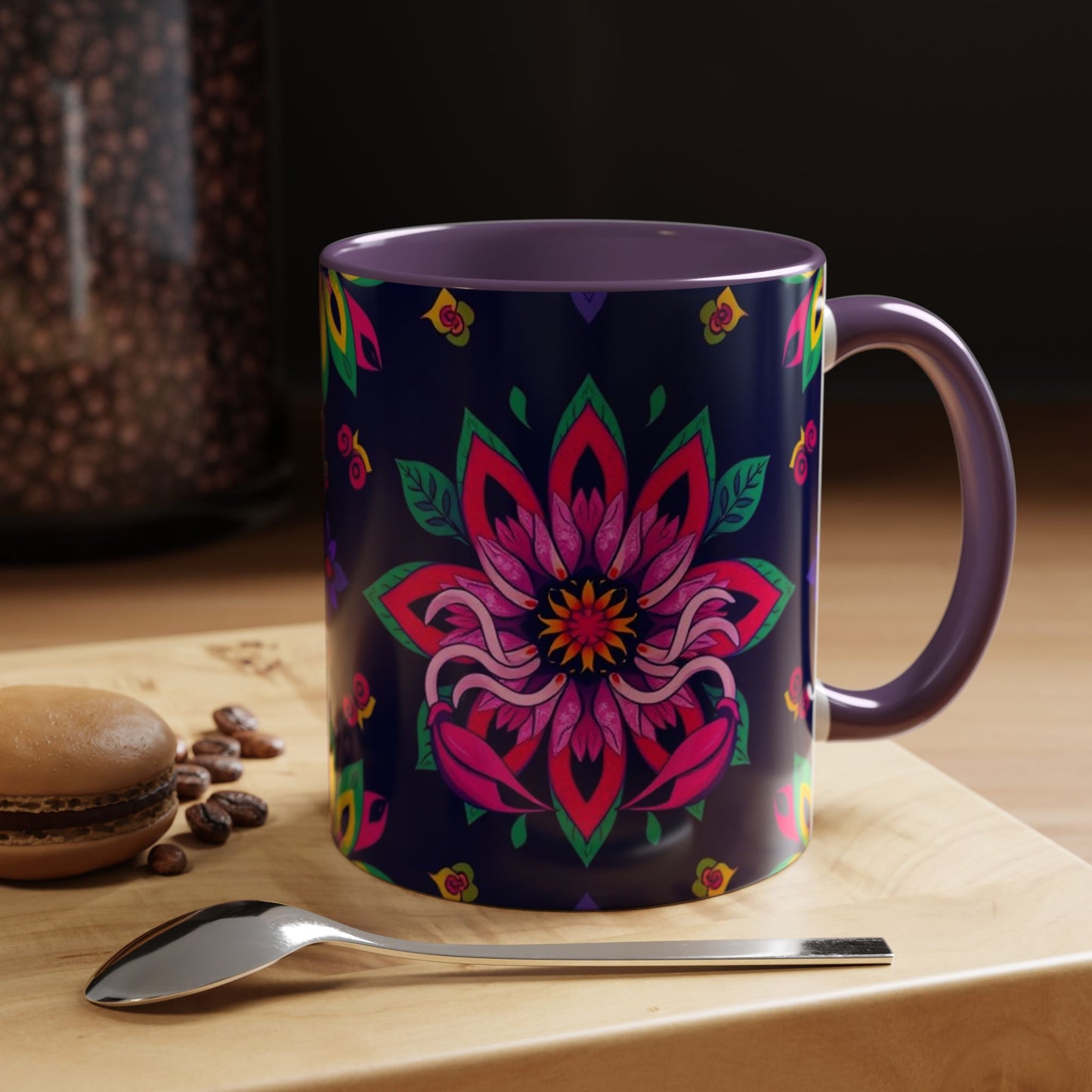 Accent Coffee Mug, Scorpio, Zodiac v4. Flower Pattern, (11, 15oz)