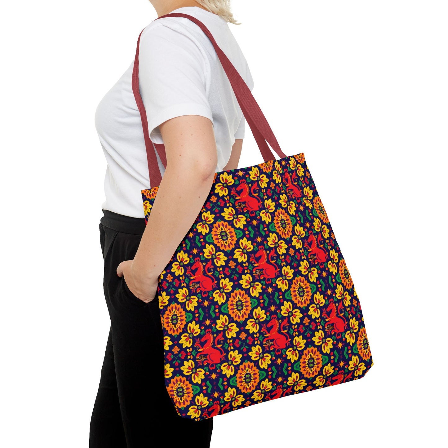 Tote Bag (AOP), Virgo, Zodiac, Flower Pattern