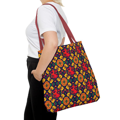 Tote Bag (AOP), Virgo, Zodiac, Flower Pattern
