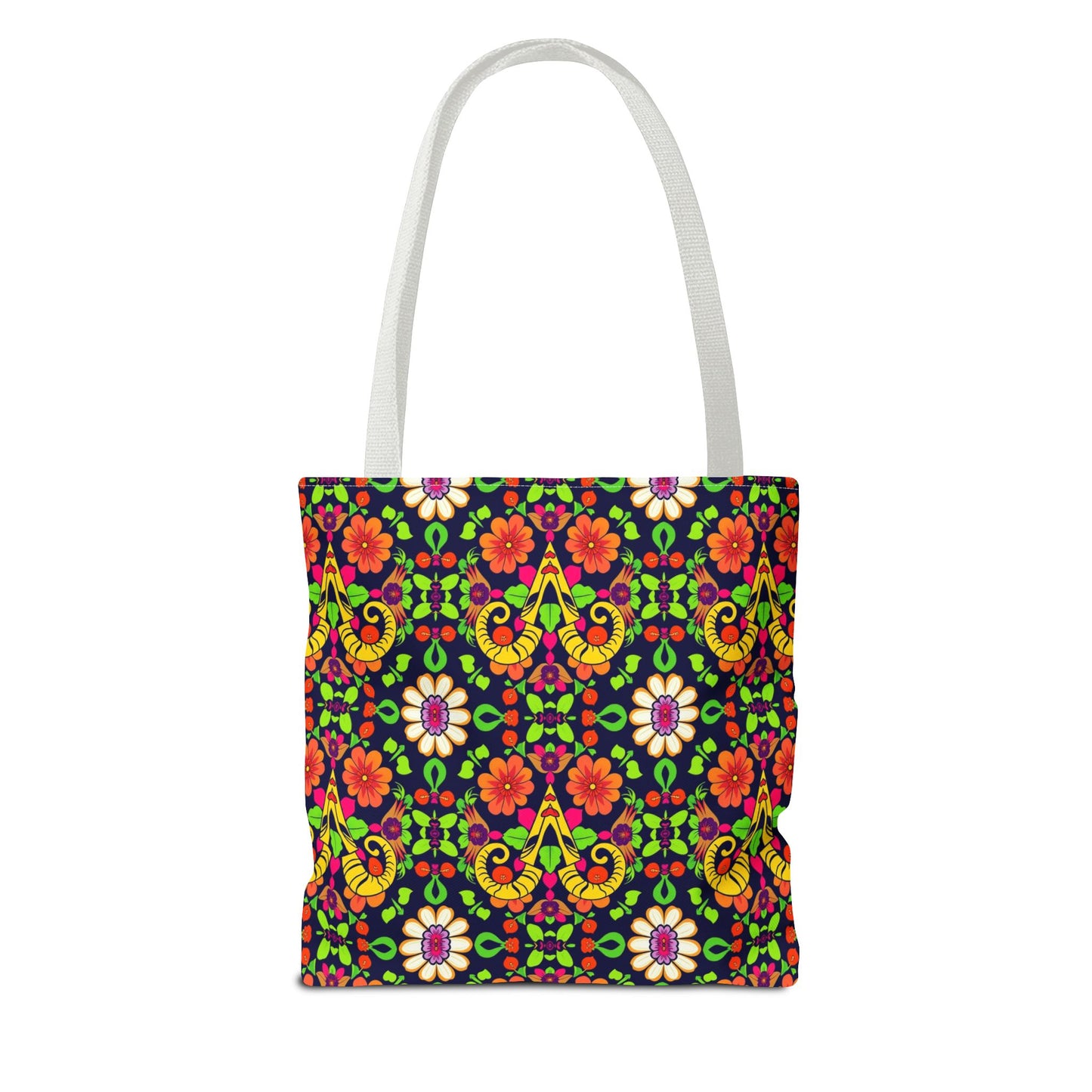 Tote Bag, (AOP), Aries, Zodiac, Flower Pattern