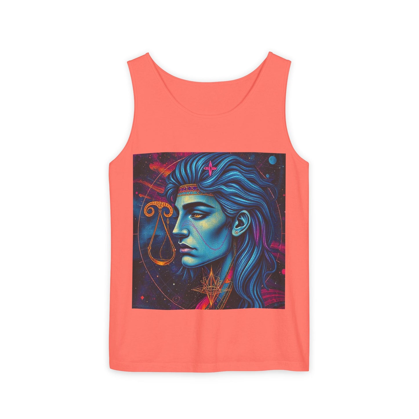 Unisex Garment-Dyed, Tank Top, Libra Design, Pop Art v1, 100% US cotton