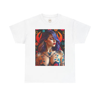 Unisex Heavy Cotton T-Shirt, Cancer, Zodiac, Sexy Art