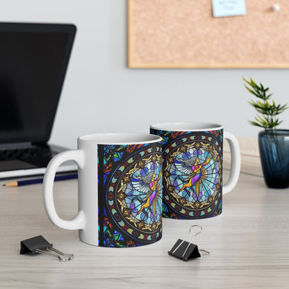 Ceramic Mug, (11oz, 15oz), Ceramic Coffee Mug, AOP, Glass Design v1, Sagittarius Zodiac