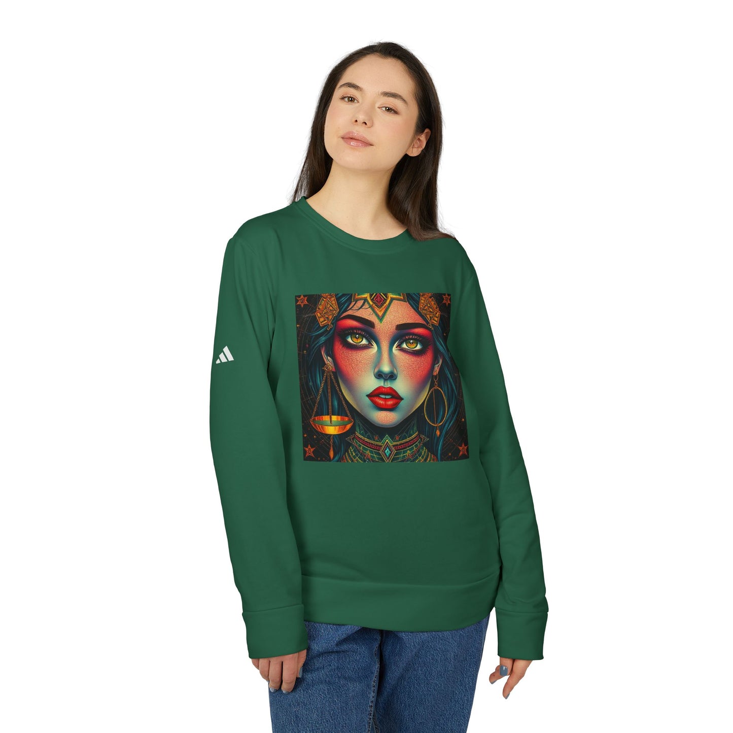 Adidas, Unisex Fleece Crewneck Sweatshirt, Libra, Pop Art v1, Zodiac