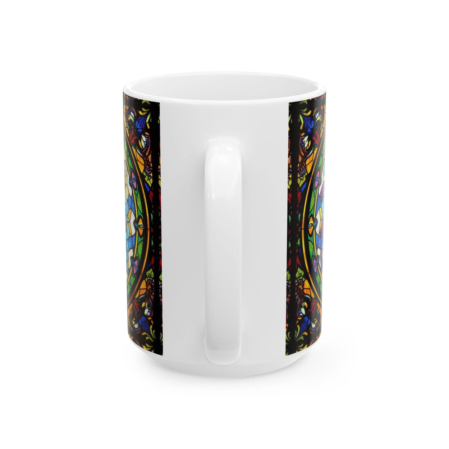 Ceramic Mug, (11oz, 15oz), Glass Design, AOP, Leo Zodiac Sign