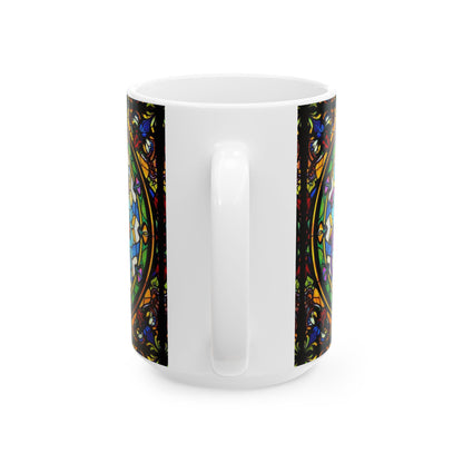 Ceramic Mug, (11oz, 15oz), Glass Design, AOP, Leo Zodiac Sign