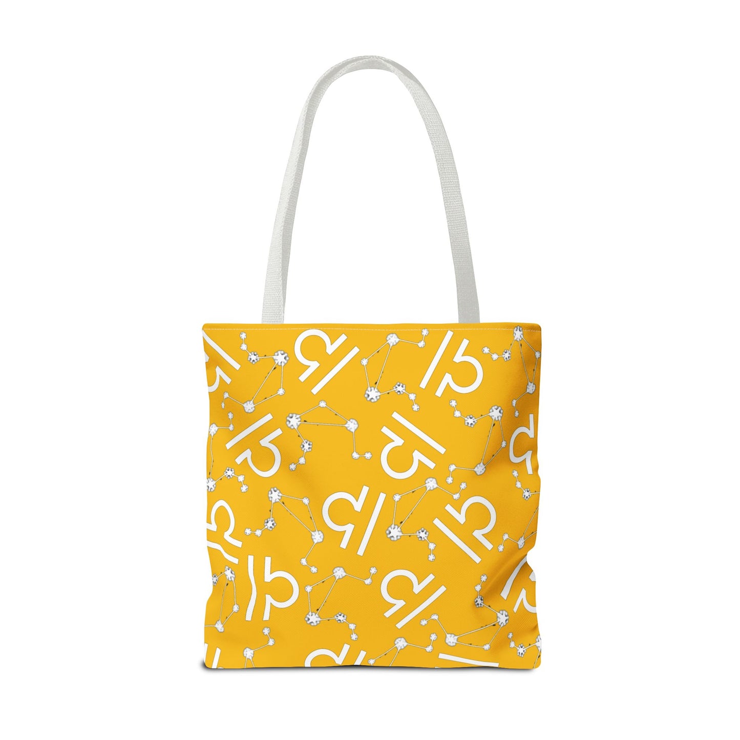 Tote Bag, Libra Zodiac Sign, AOP, (Yellow, White)
