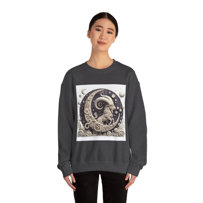 Unisex Heavy Blend™ Crewneck Sweatshirt, Stone Moon, Capricorn Zodiac Design
