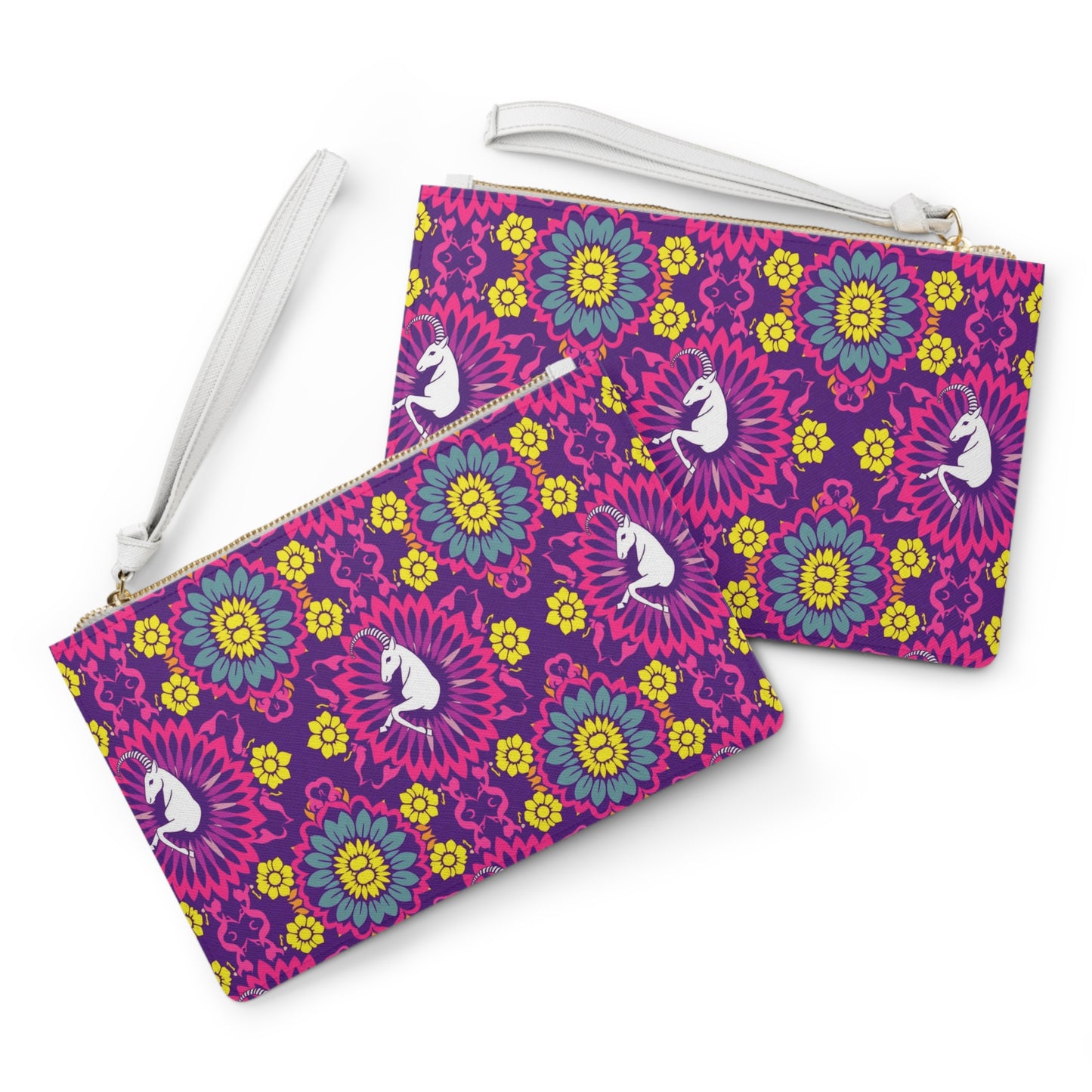 Clutch Bag, Capricorn, Zodiac v3, Flower Pattern