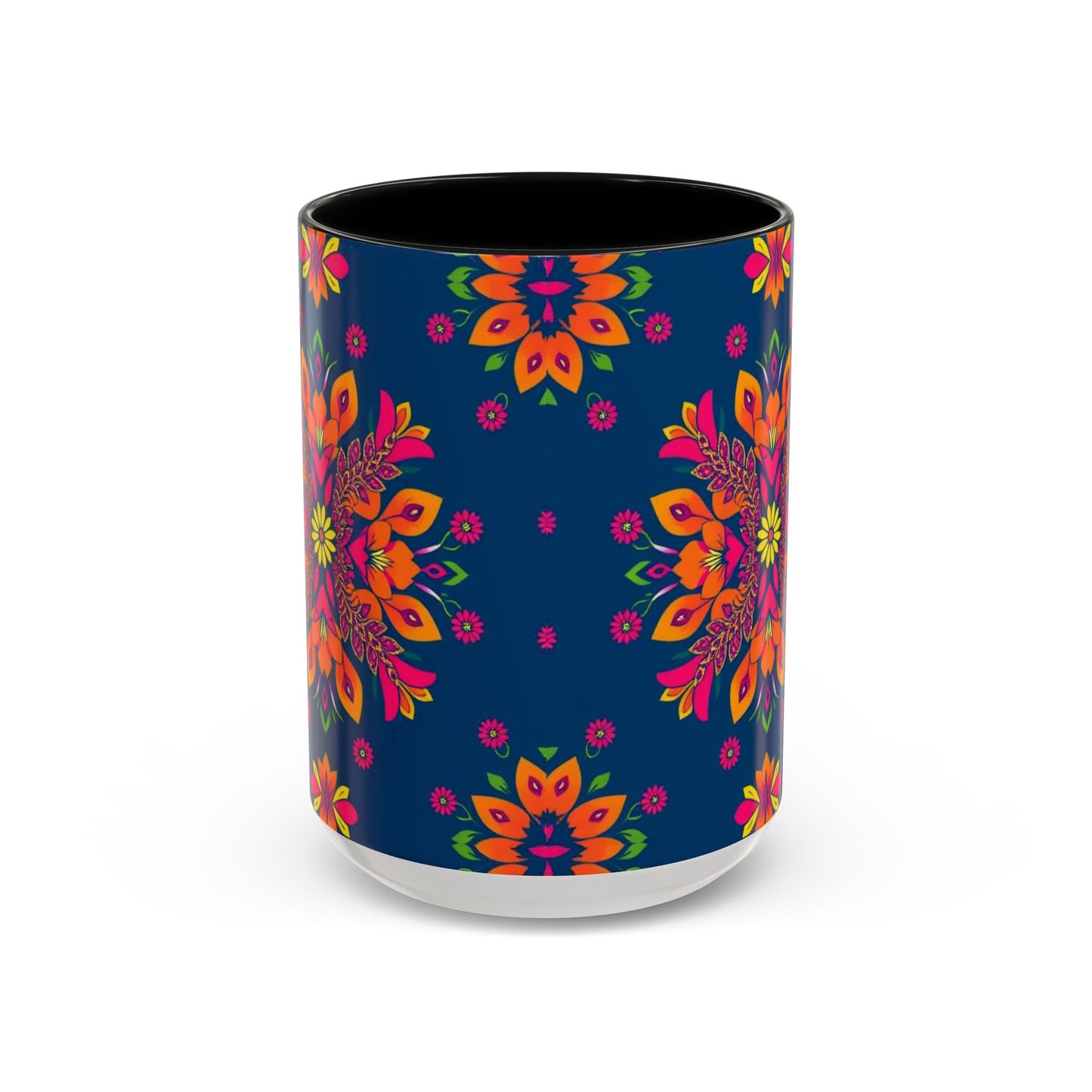 Accent Coffee Mug, Gemini, Zodiac v2, Flower Pattern, (11, 15oz)
