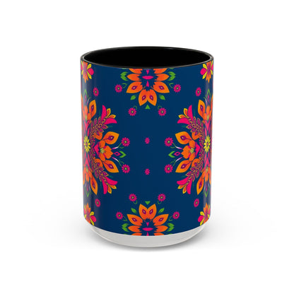 Accent Coffee Mug, Gemini, Zodiac v2, Flower Pattern, (11, 15oz)