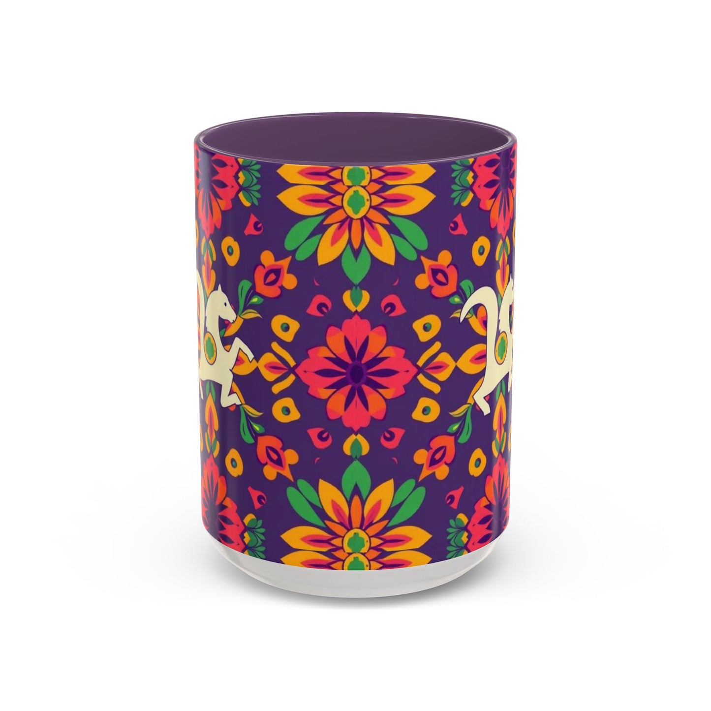 Accent Coffee Mug, Aquarius, Zodiac v2, Flower Pattern, (11, 15oz)