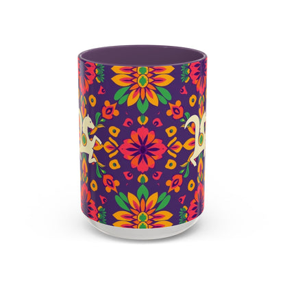 Accent Coffee Mug, Aquarius, Zodiac v2, Flower Pattern, (11, 15oz)