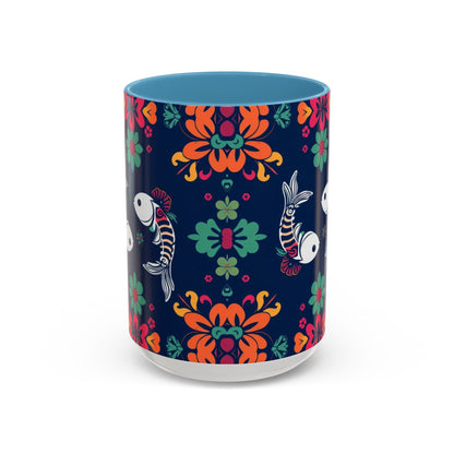 Accent Coffee Mug, Pisces, Zodiac. Flower Pattern, (11, 15oz)