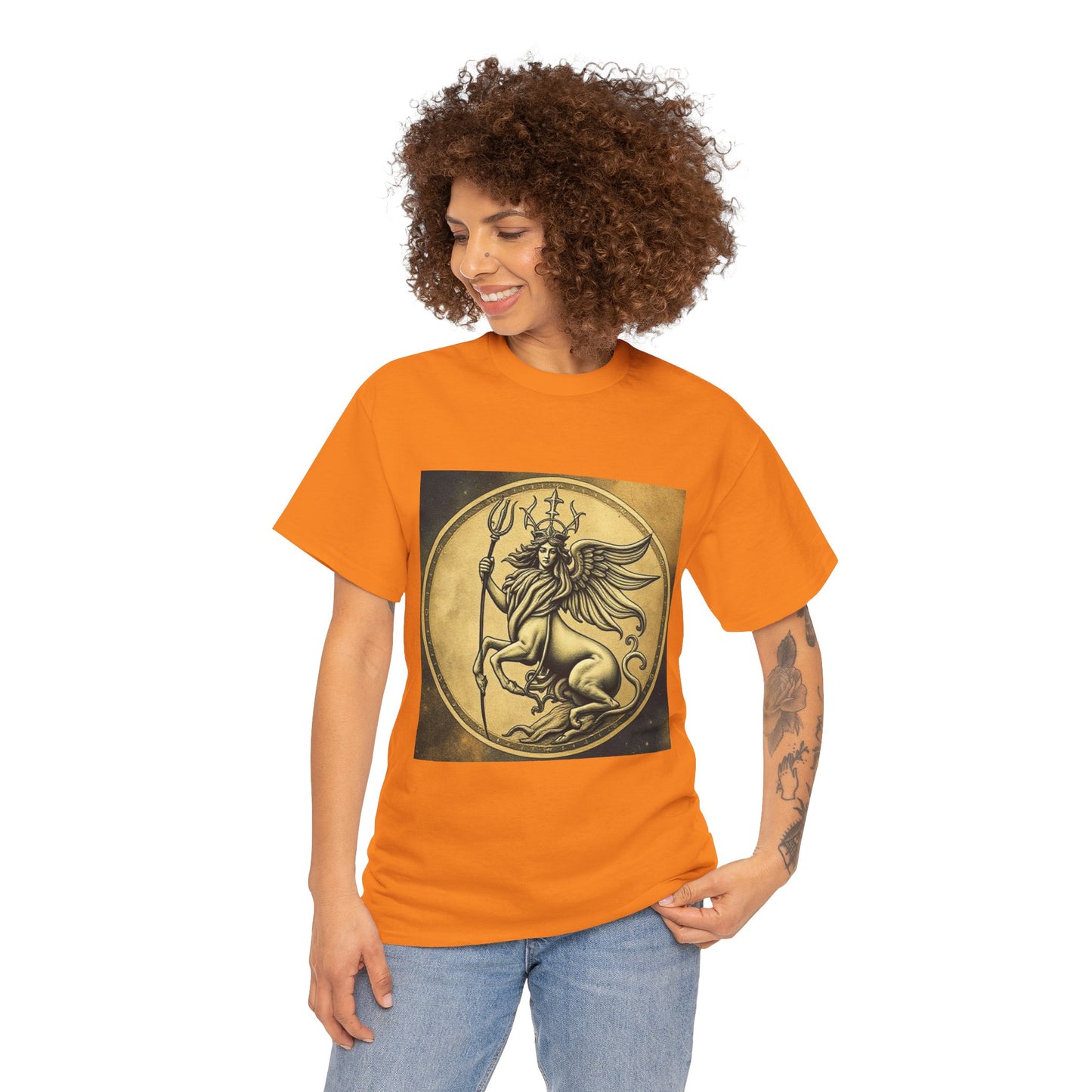 Unisex Heavy Cotton T-Shirt, Animal Angel v1, Virgo Zodiac Design