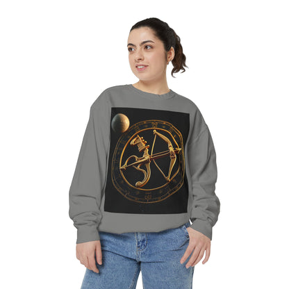Garment-Dyed Sweatshirt, Unisex, Space Symbol Design, Sagittarius