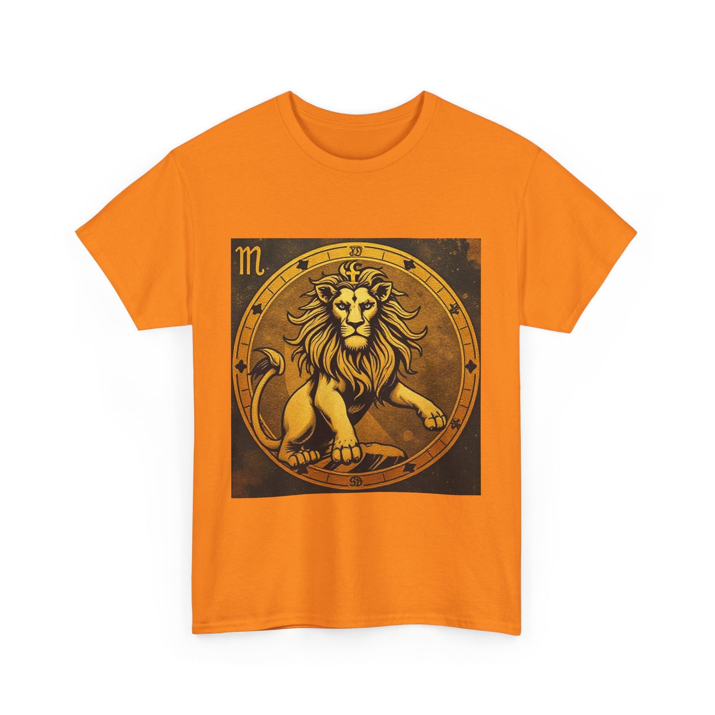 Unisex Heavy Cotton T-Shirt, Gold Lion, Leo Zodiac Design