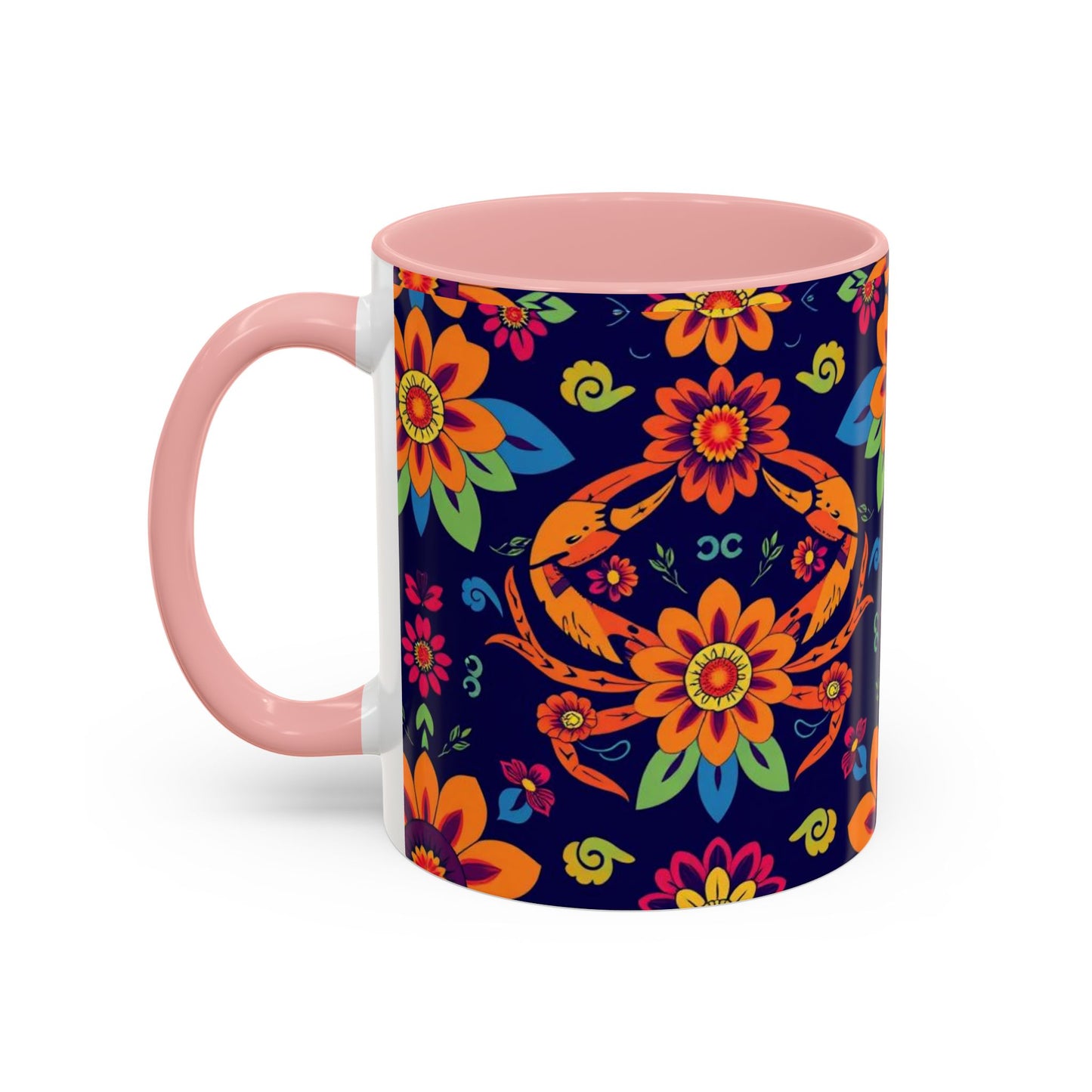 Accent Coffee Mug, Cancer, Zodiac, Flower Pattern, (11, 15oz)