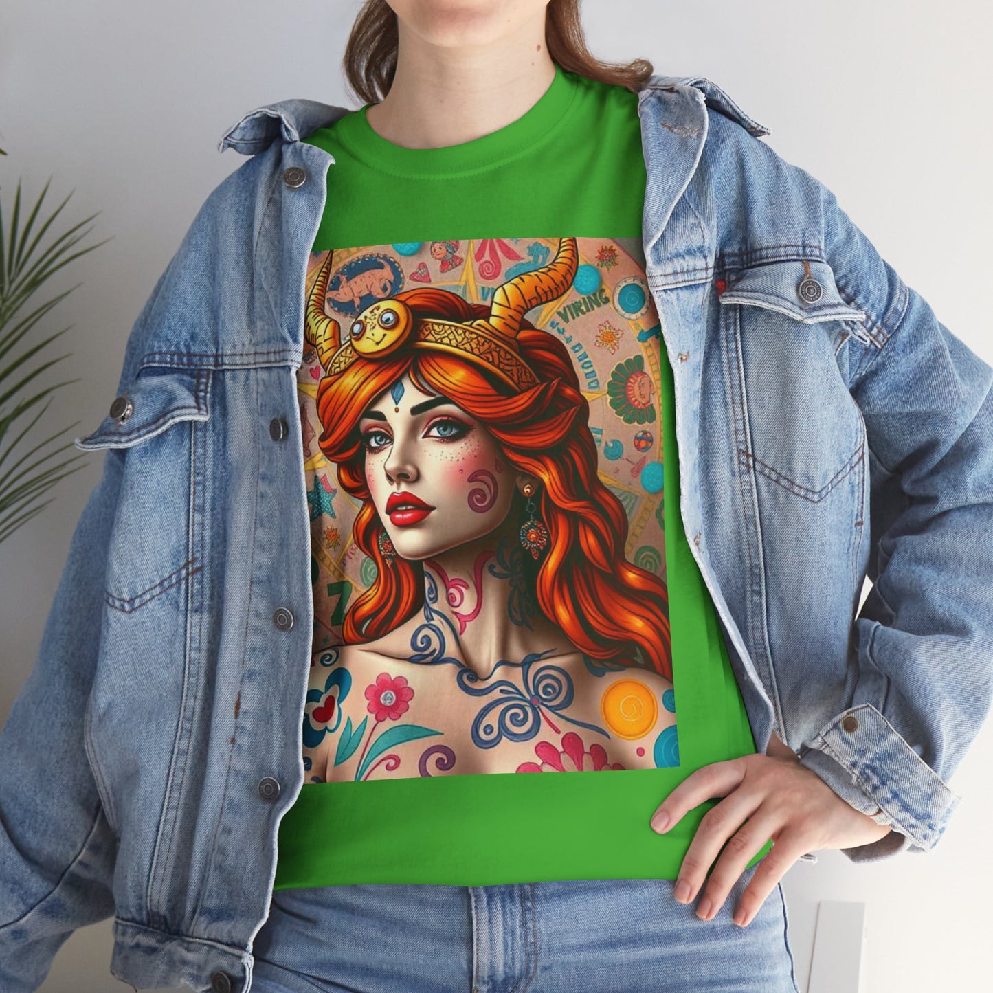 Unisex Heavy Cotton T-Shirt, Virgo, Zodiac v1, Sexy Art