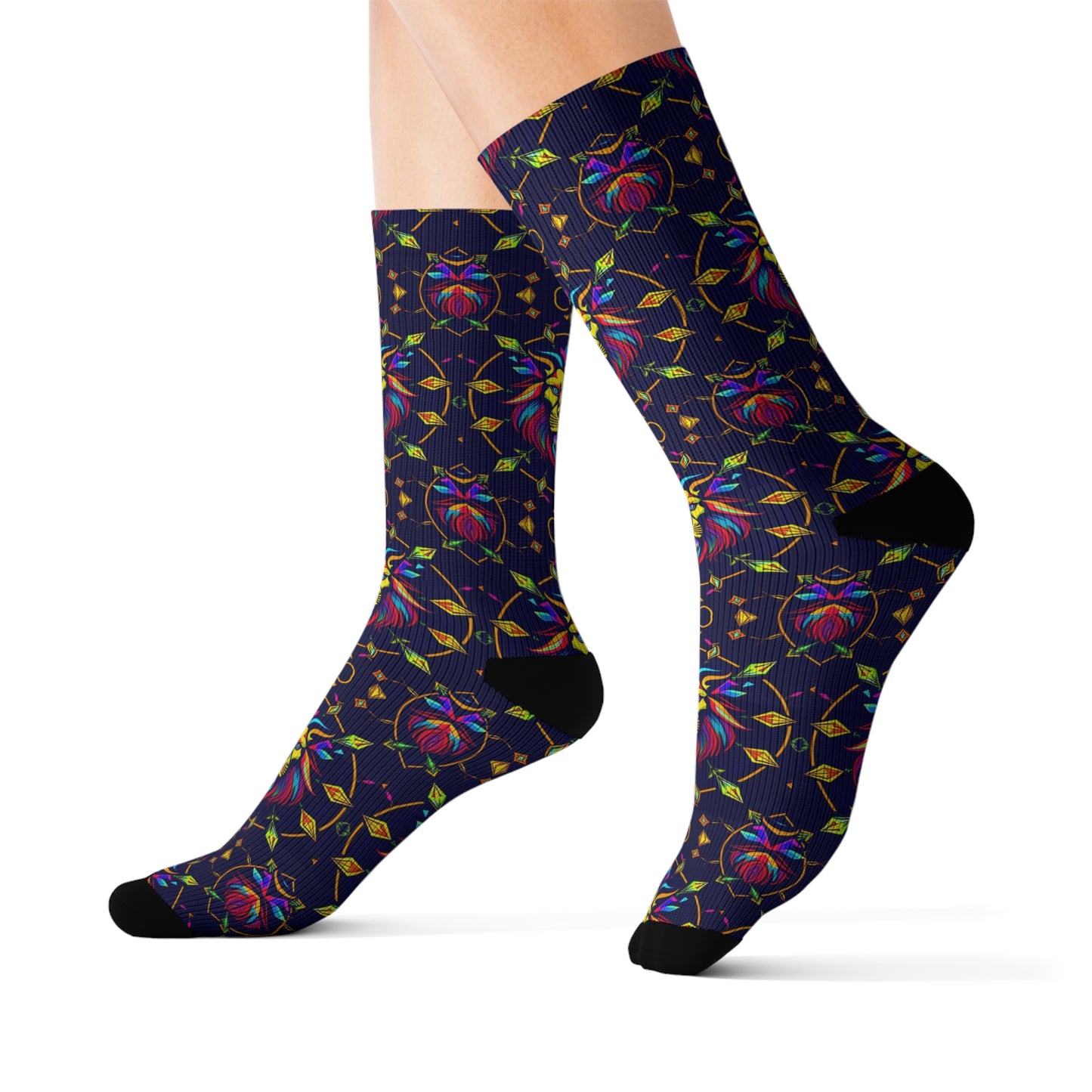 Sublimation Socks, Leo, Zodiac v3, Jewel Pattern