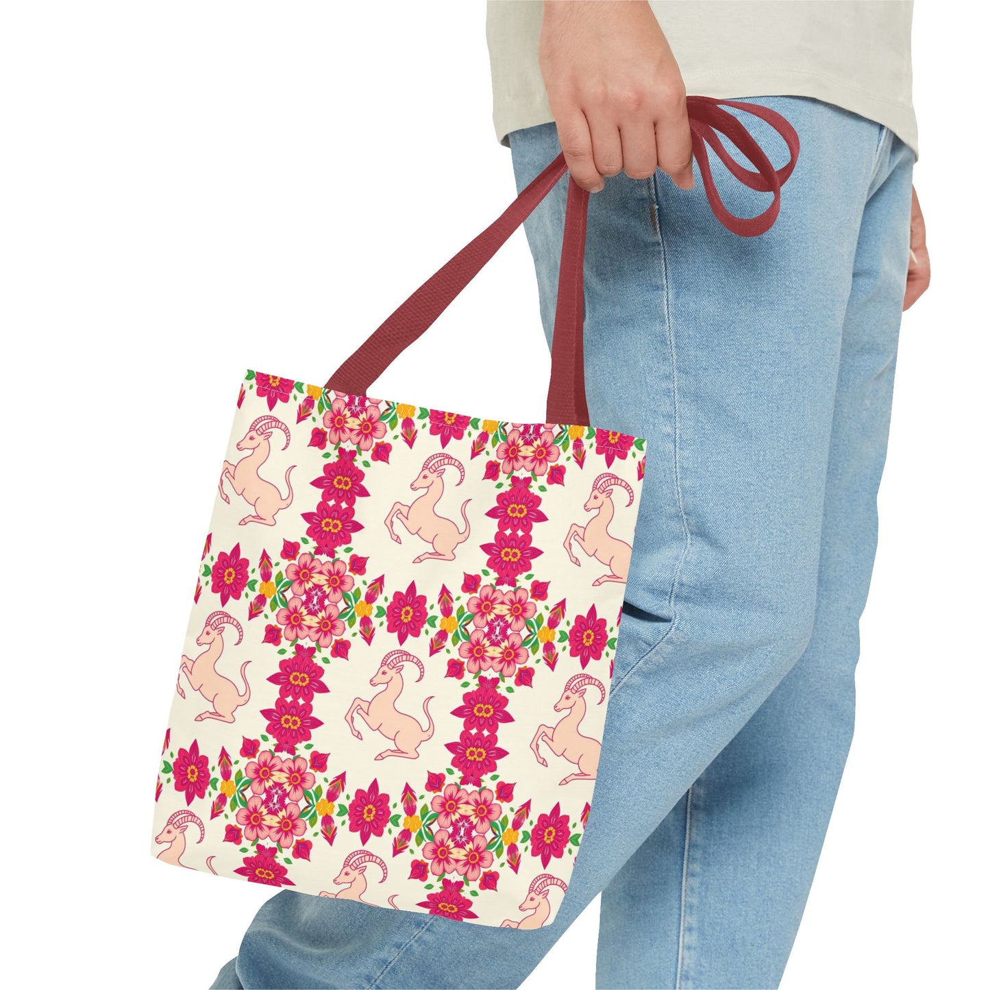 Tote Bag (AOP), Capricorn, Zodiac, Flower Pattern